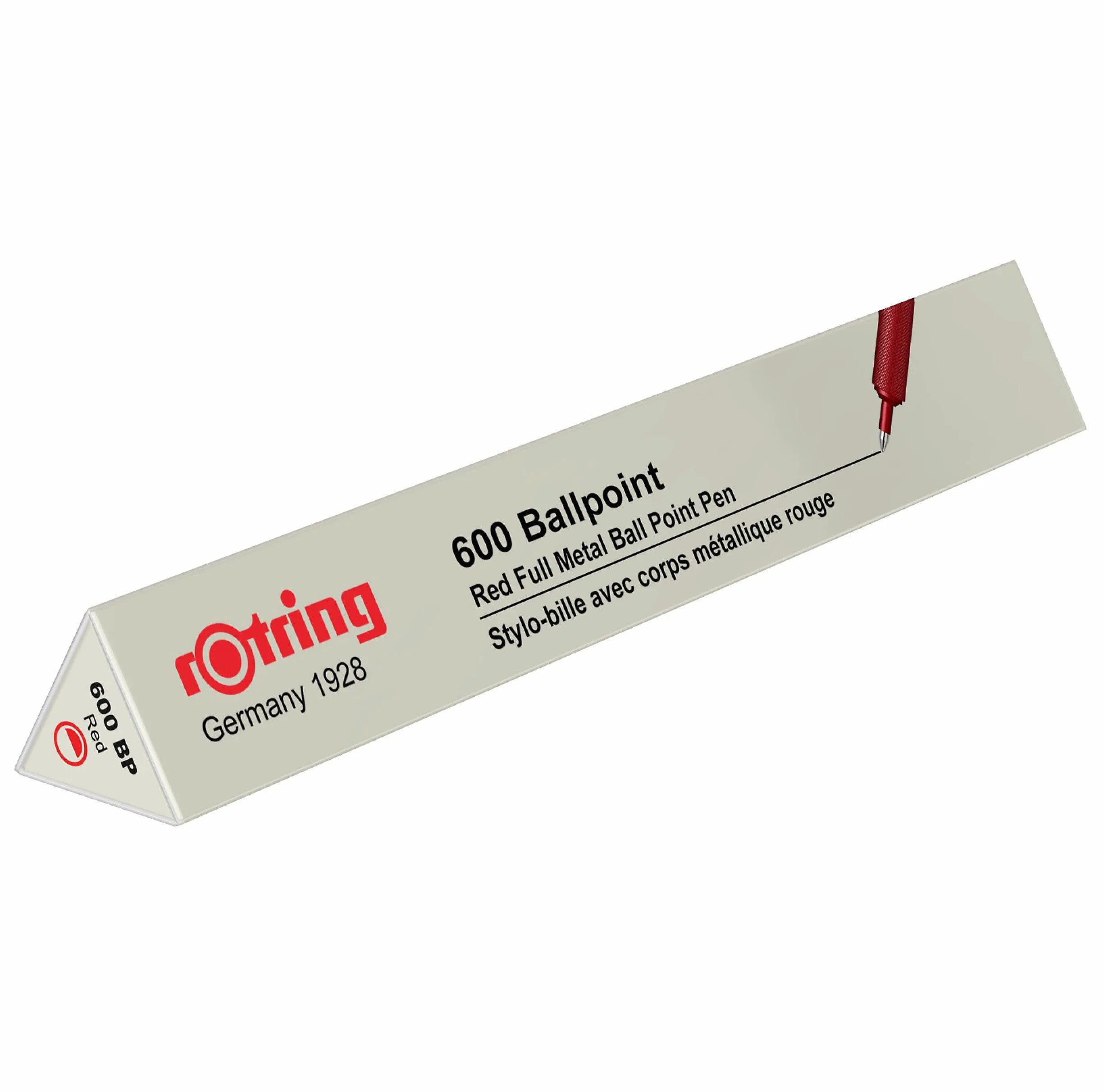 rOtring 600 - Penna a sfera ricaricabile, punta media, Inchiostro Nero, Fusto rosso