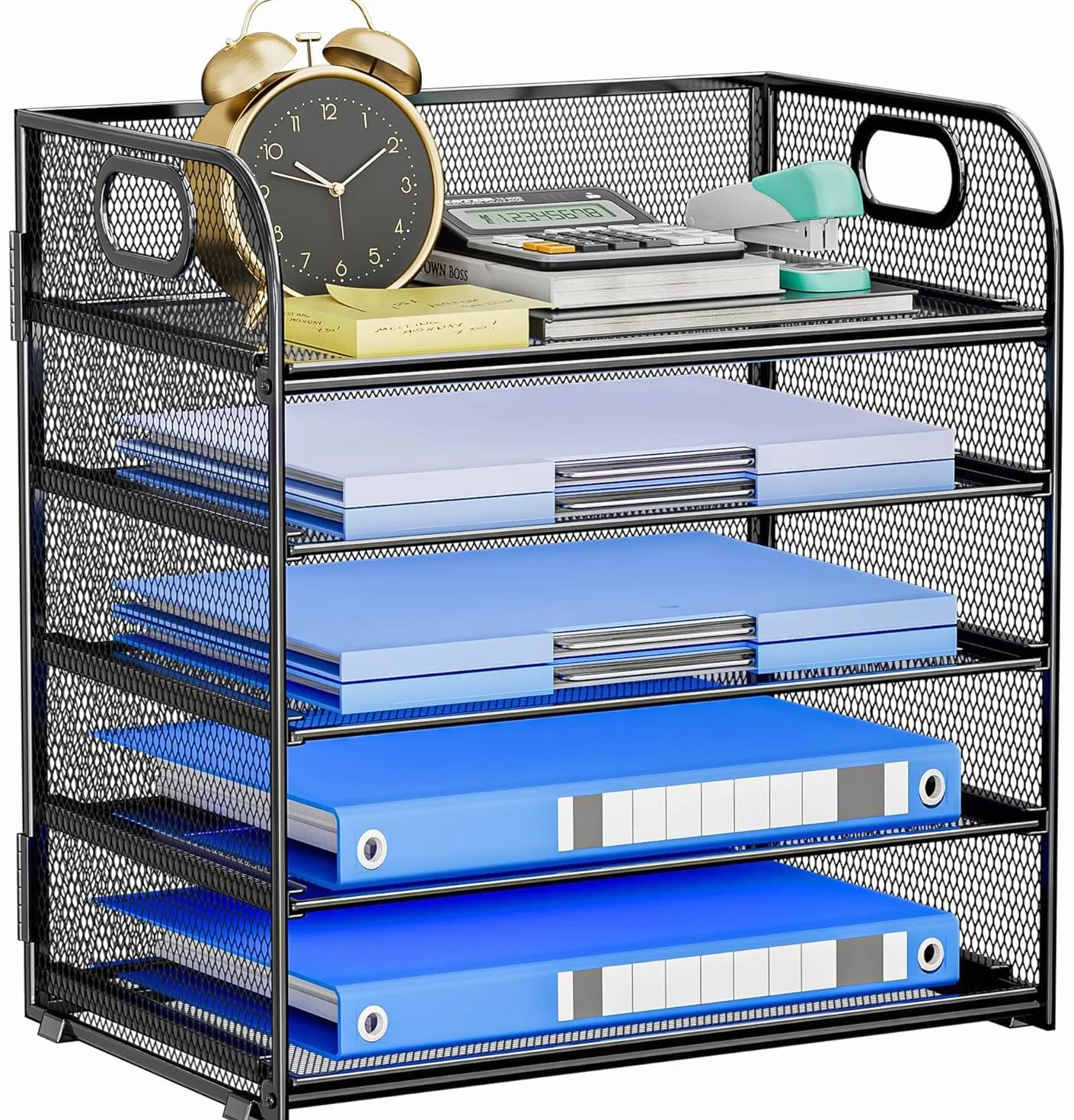Organizzatore di Lettere e File Mesh Desk, Smistatore di Carta per il Titolare della Cartella di File di Office Letter (Nero-5 Tray)