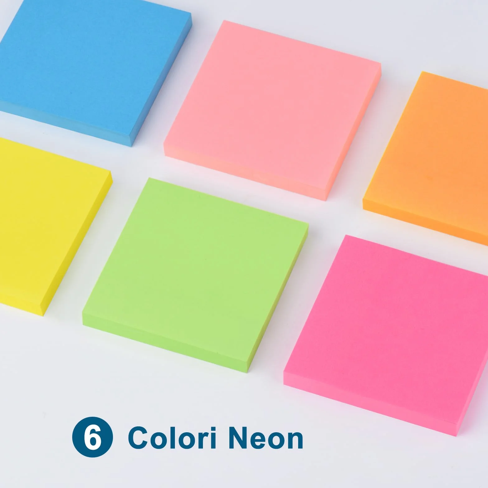 Blocchetti di Foglietti Adesivi Neon 76mm x 76mm, 80 Fogli per Blocco, Promemoria e Annotazione