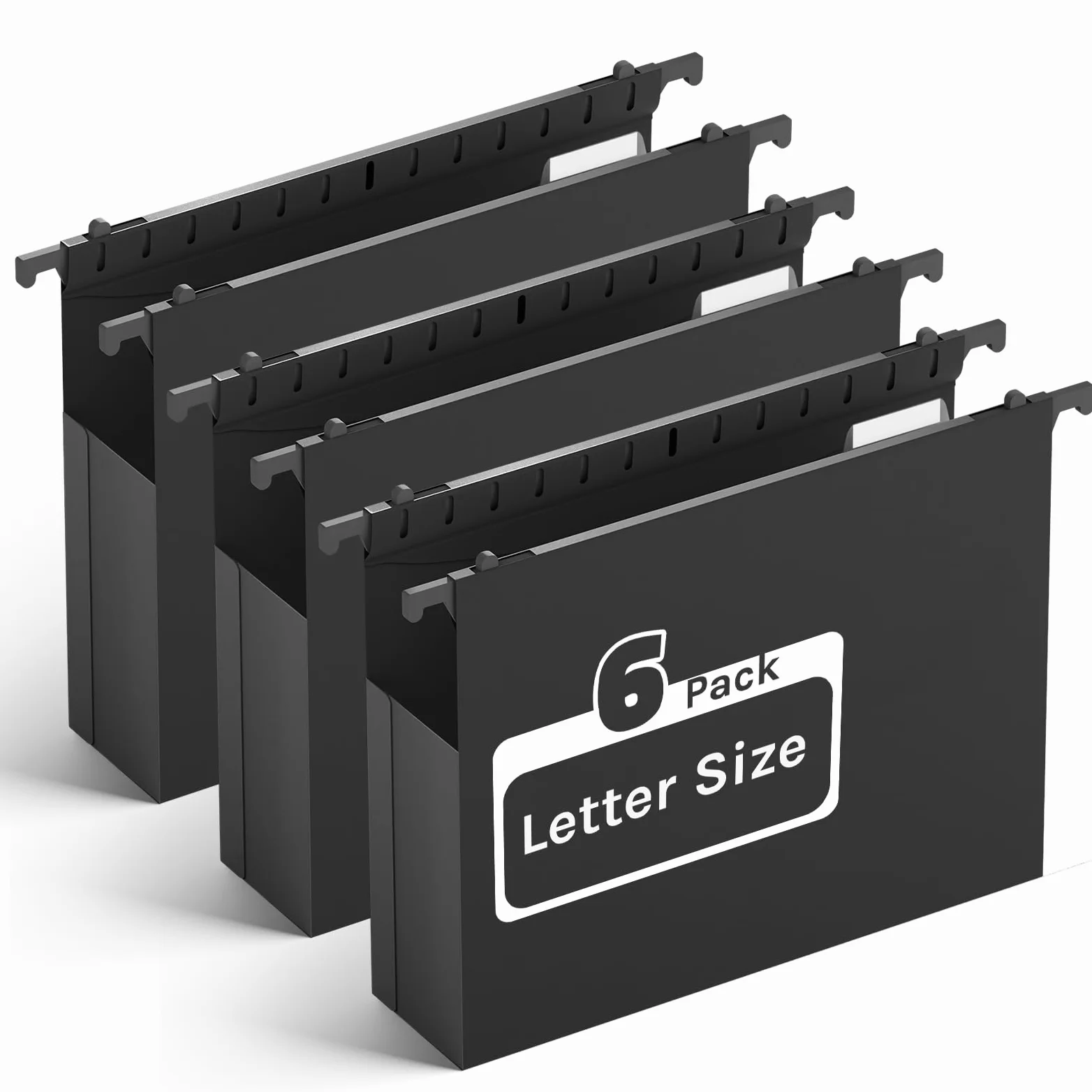 Ansook Cartelle portadocumenti in plastica da appendere, con tasca espandibile da 5,1 cm, con guarnizione nera, resistenti per schedario, organizer per cartelle da appendere, nero, formato lettera