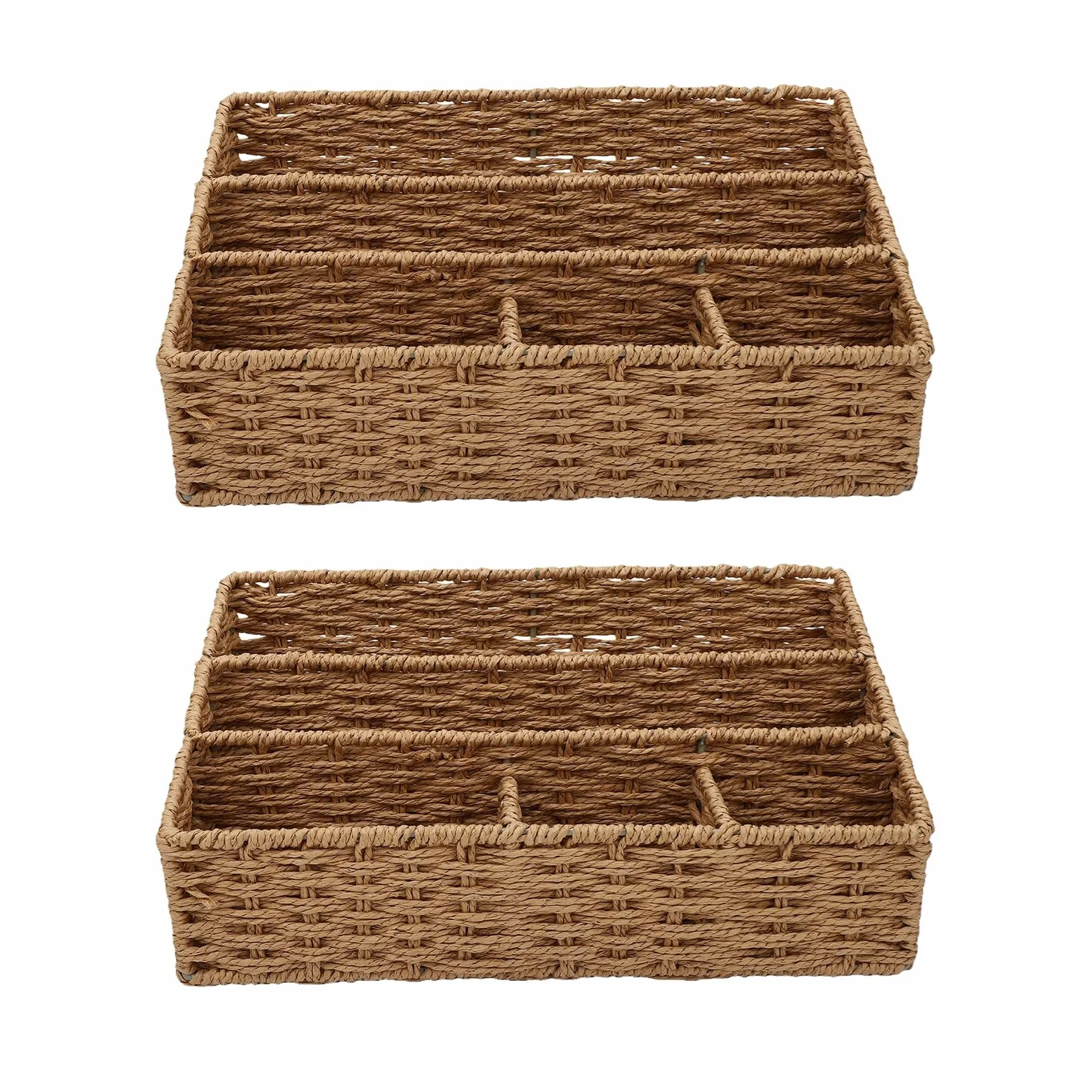 Jectse Organizer Posta in Tessuto Portafile Da Scrivania, 2 Pezzi, for | Organizer da scrivania in rattan naturale con struttura in ferro per forniture per ufficio, vassoio per lettere, contenitore