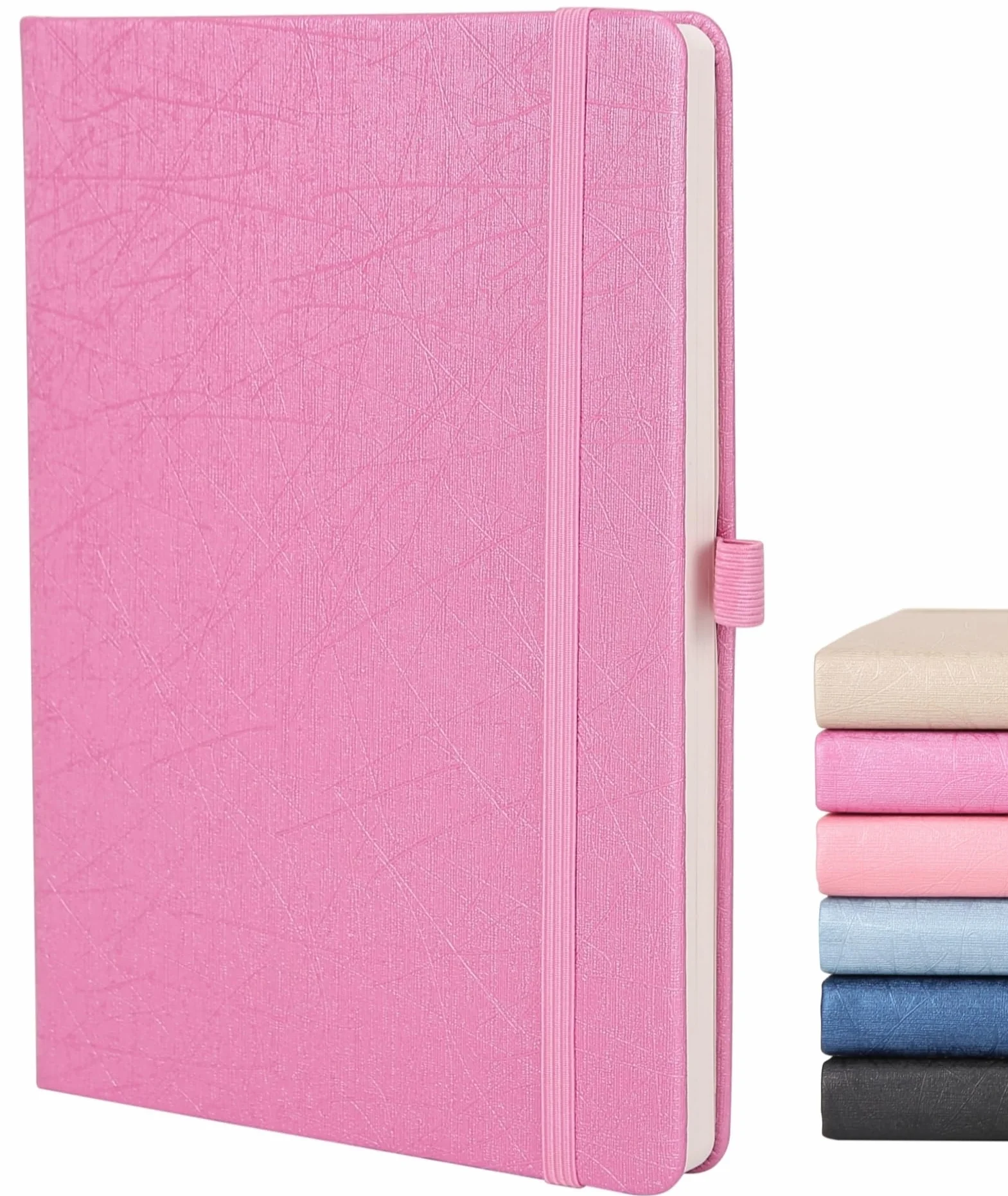 Taccuino punteggiato A5 120 g/m² copertina rigida pelle vegana 160 pagine portapenne tasca interna