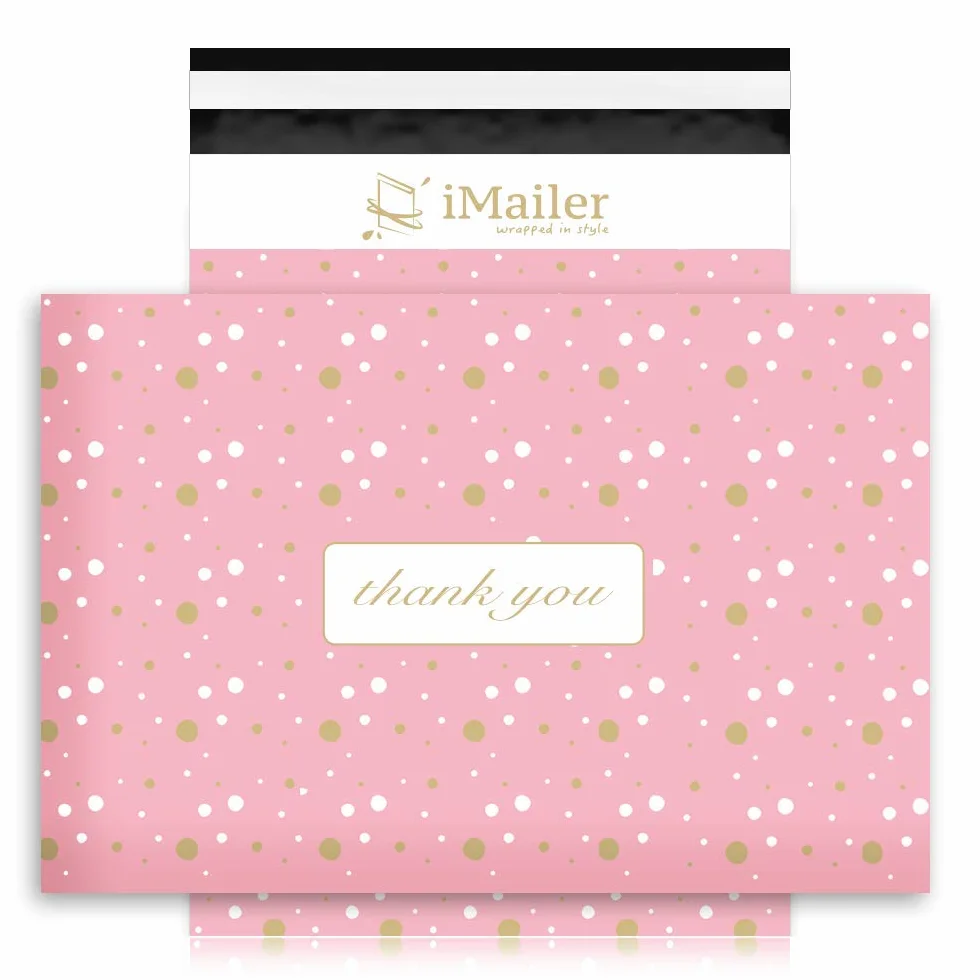 Buste per spedizioni da 25 x 33 cm, autosigillanti a pois rosa rotondi, buste per spedizione, impermeabili e antistrappo