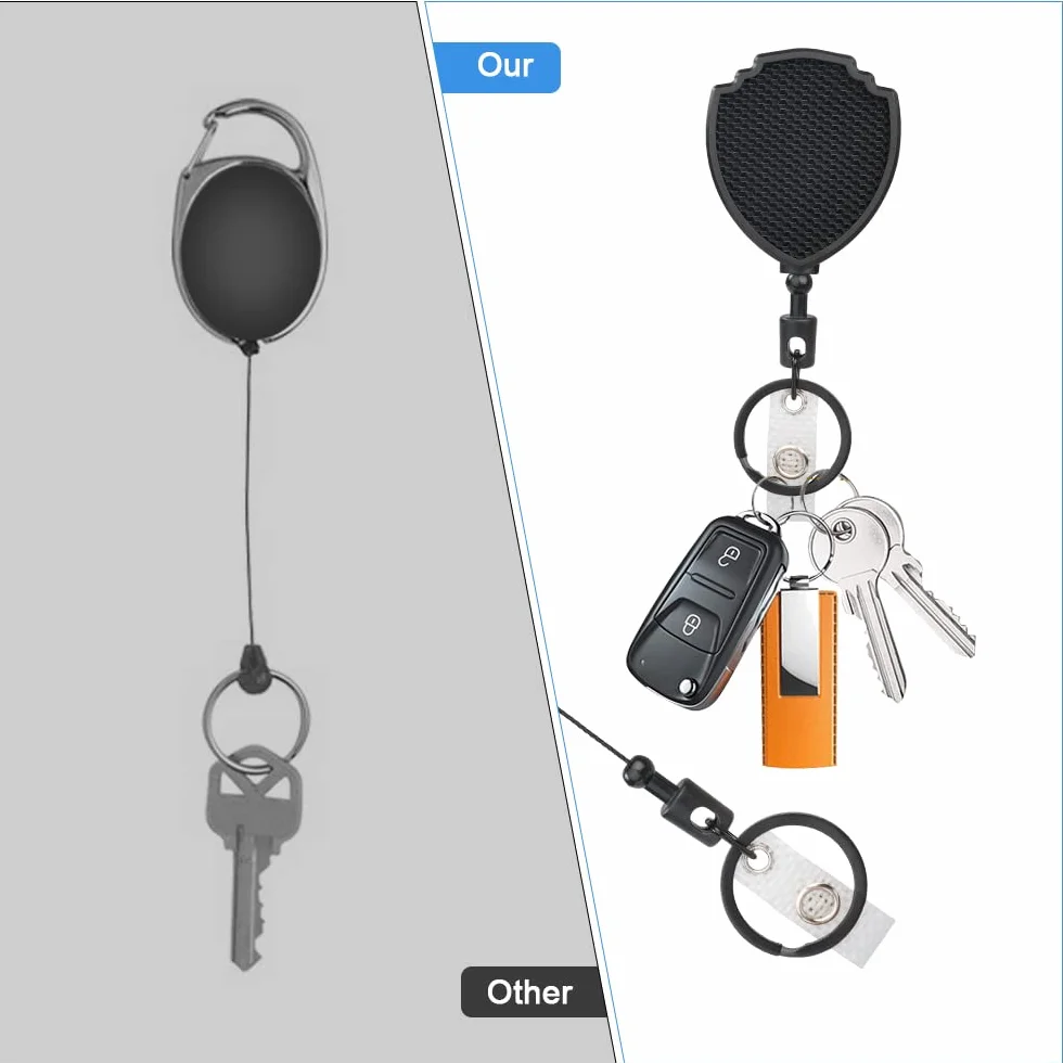 Vicloon Portachiavi Retrattile 2pcs Clip a Bobina Porta Badge con Moschettone Impieghi Gravosi Anticaduta Cavo Acciaio