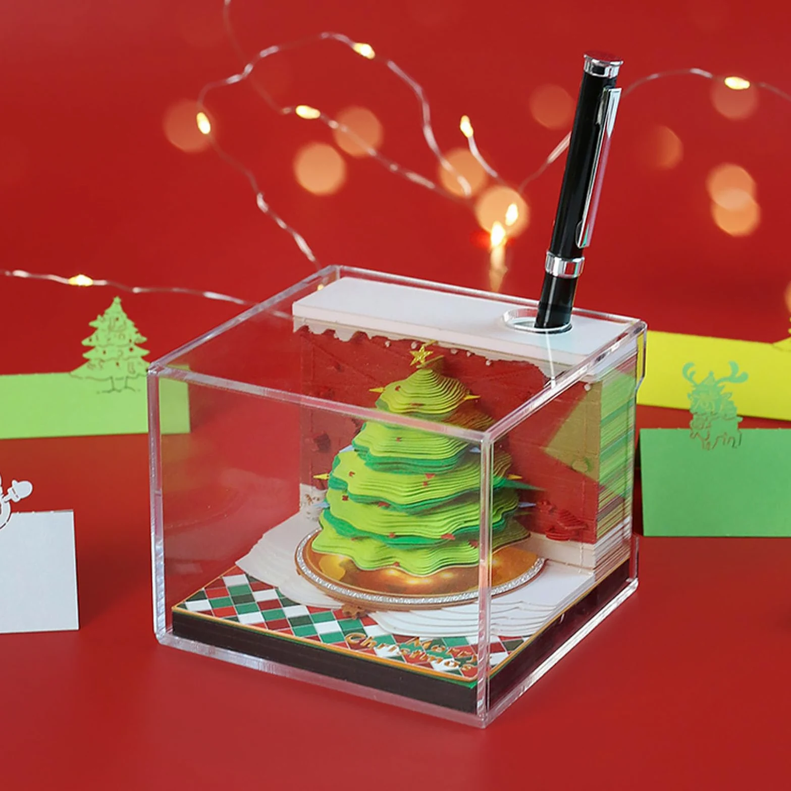 Albero di Natale 3D Memo Pad Innovativo Carving Art 3D Sticky Notes Carving Art Notepad