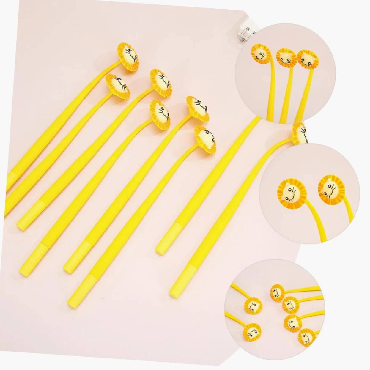 Set 10 Penne Gel a Inchiostro Nero Design Leone, Pennini a Punta Fine Ergonomici per Studenti e Ufficio, Penne da Scrittura Multifunzione per Firma e Cancelleria Creativa