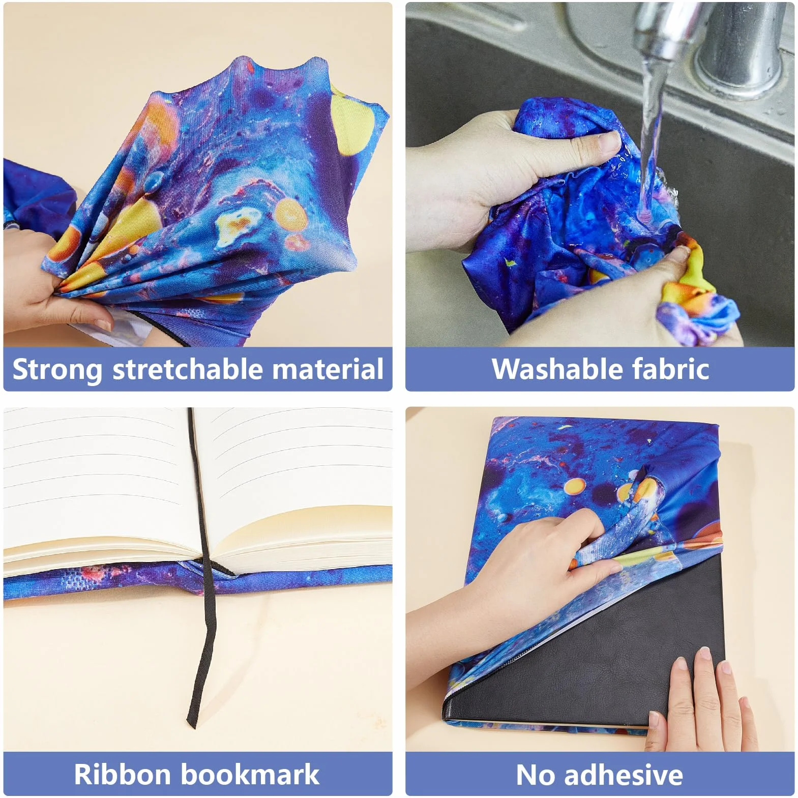 CRASPIRE Copertina per Libri Elasticizzata a Forma di Gatto Lavabile Riutilizzabile Grande in Nylon per Quaderni 9 x 11 Pollice