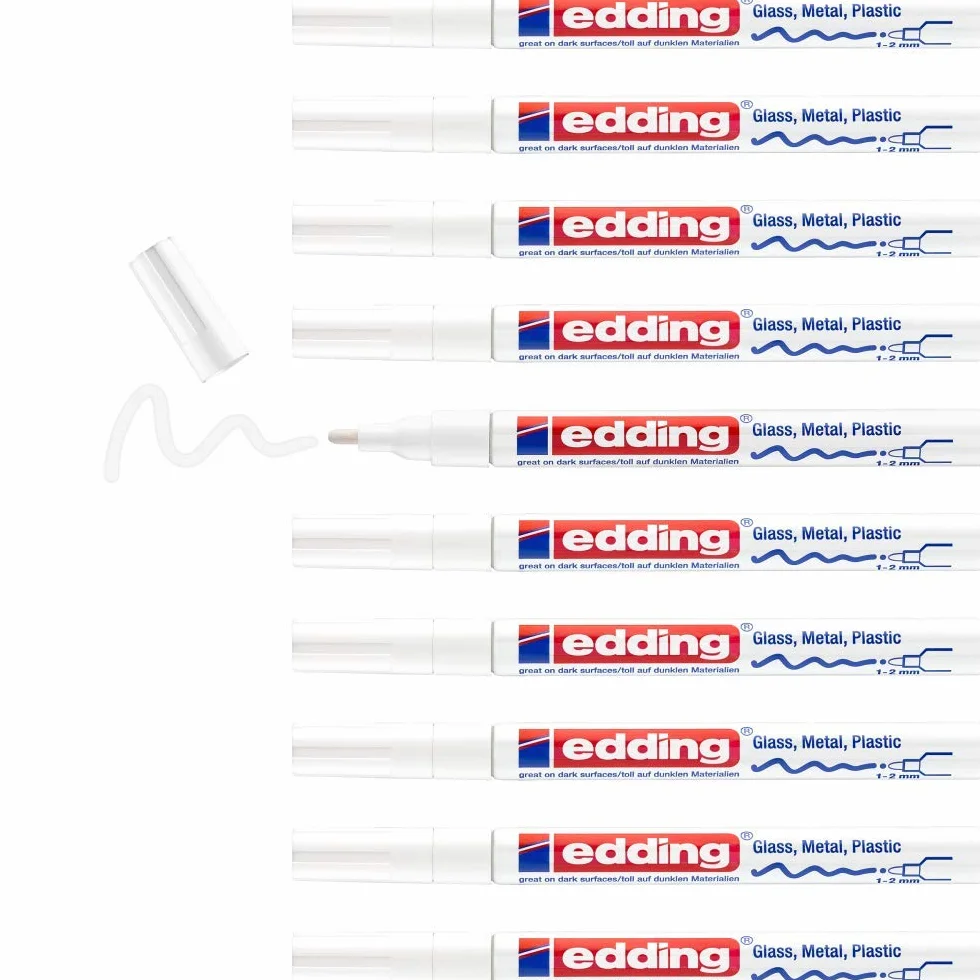 Edding 751 CR Paint Marker, Bianco, confezione da 10