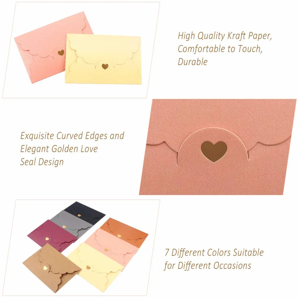 Mini Buste di Carta Kraft 42 Pezzi Colorate Retro per Carte Regalo Invito Matrimonio