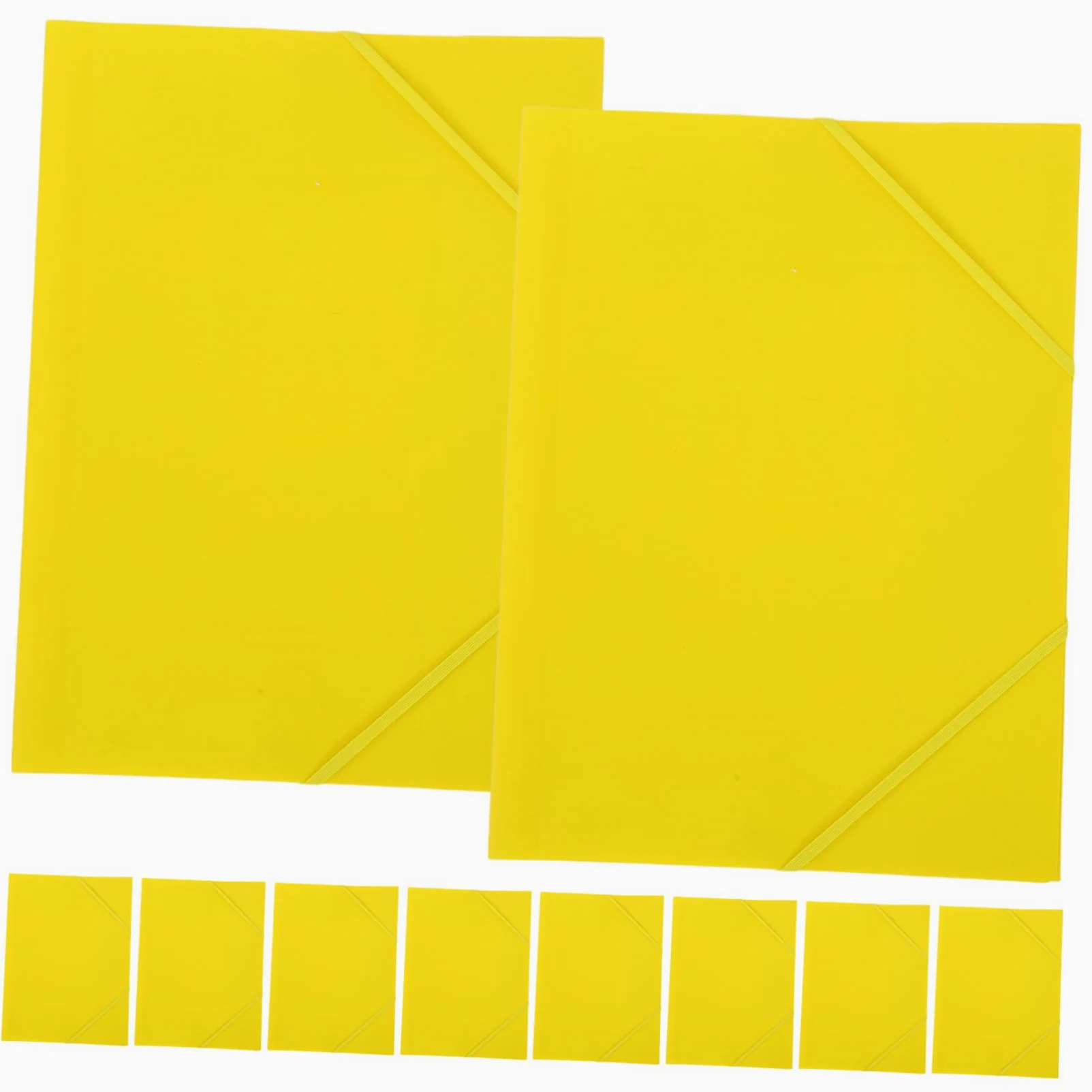 10 Pezzi Cartella Portadocumenti A4 con Chiusura Elastica Gialla in Plastica, 3 Lembi e Scomparti Multipli per Scuola e Ufficio