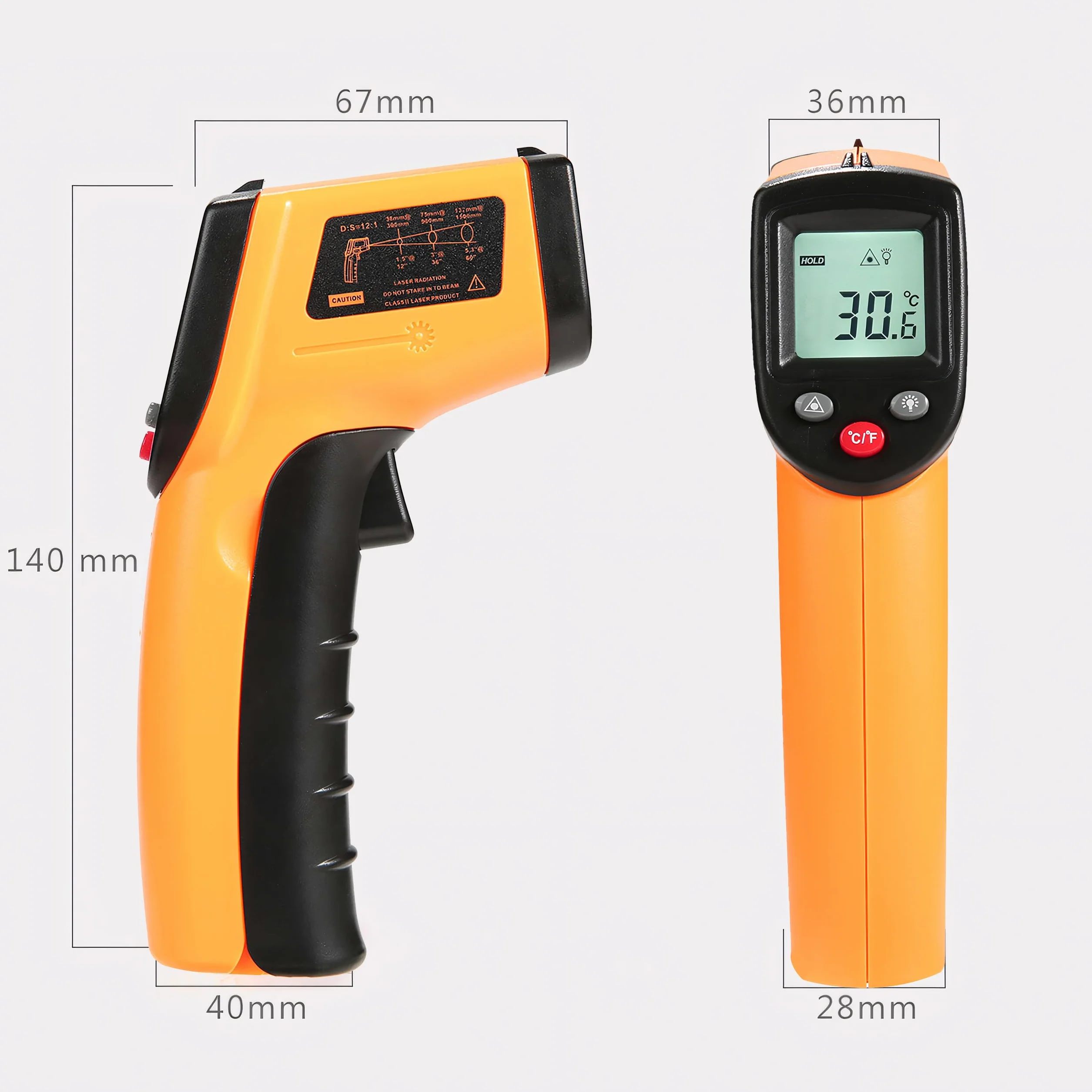 Termometro Infrarossi Digitale Pirometro Pistola Temperatura Laser -50 °C ~ 380 °C LCD