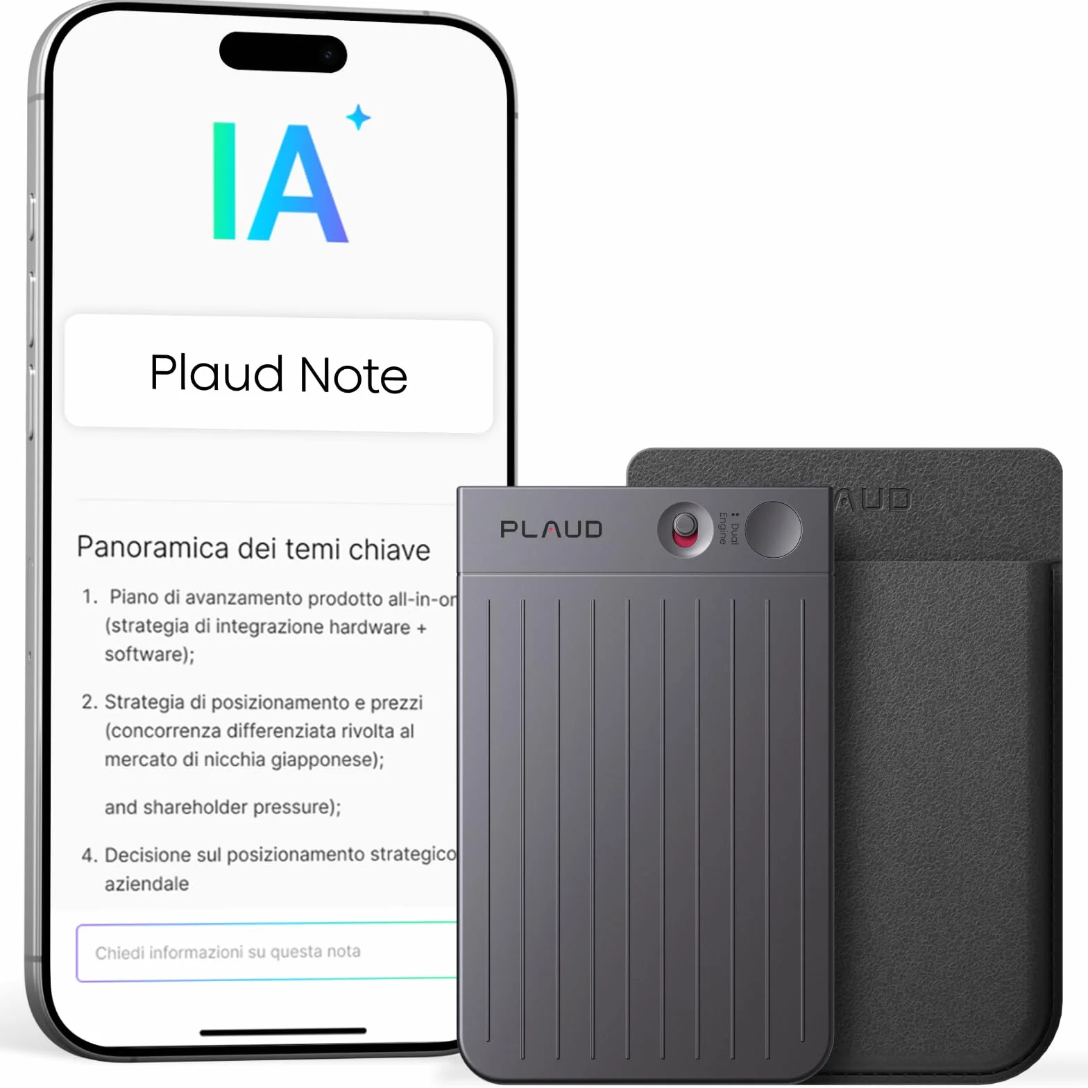 Plaud Note Registratore Vocale AI Professionale con Custodia Audio Digitale Trascrizione Riassunti Automatici in 112 Lingue Controllo App Perfetto per Riunioni Lezioni Chiamate Colloqui Interviste | Controllo tramite App Trascrizione e Riepilogo IA Suppor