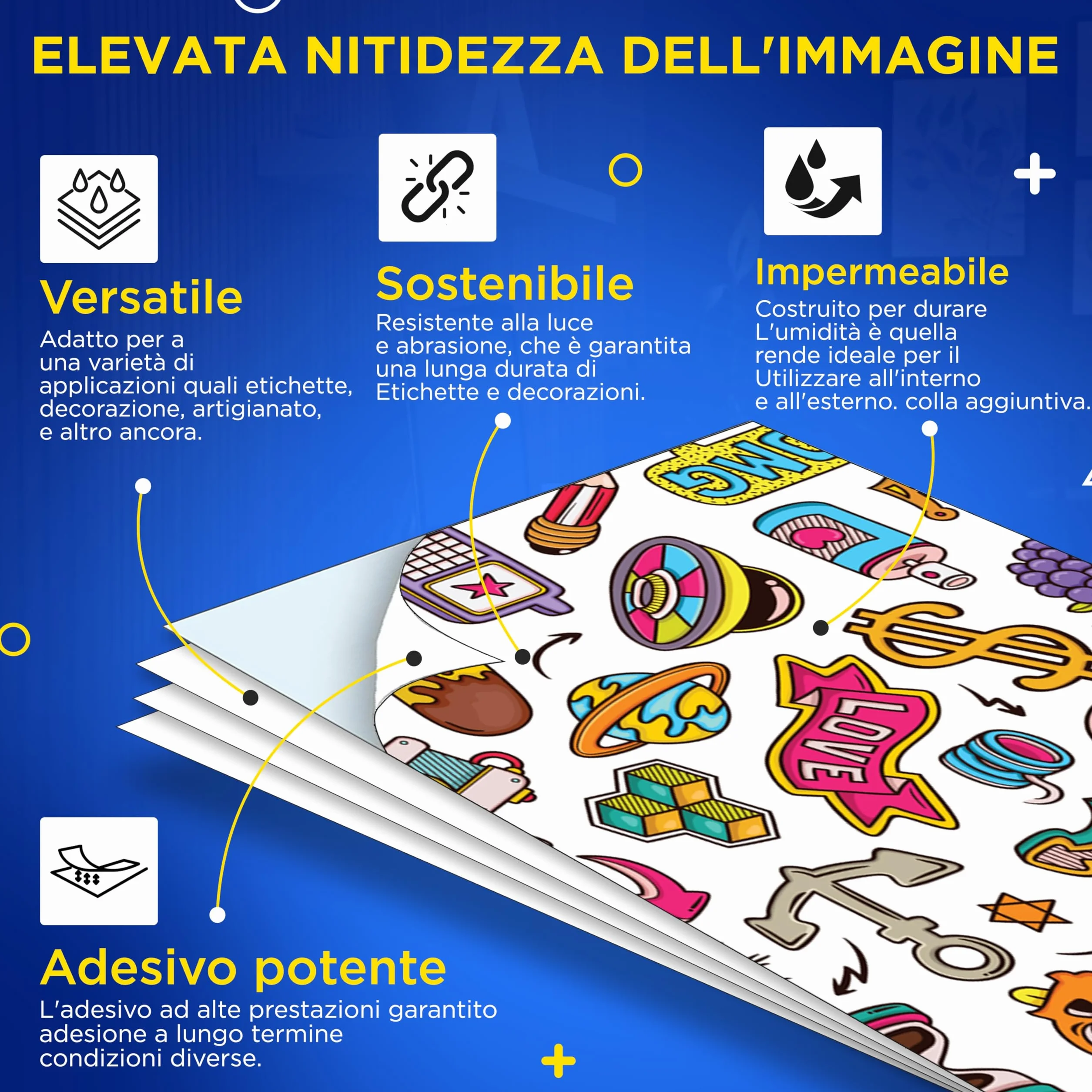 Fogli di Vinile Adesivo Stampabile A4 Impermeabile Bianco Opaco