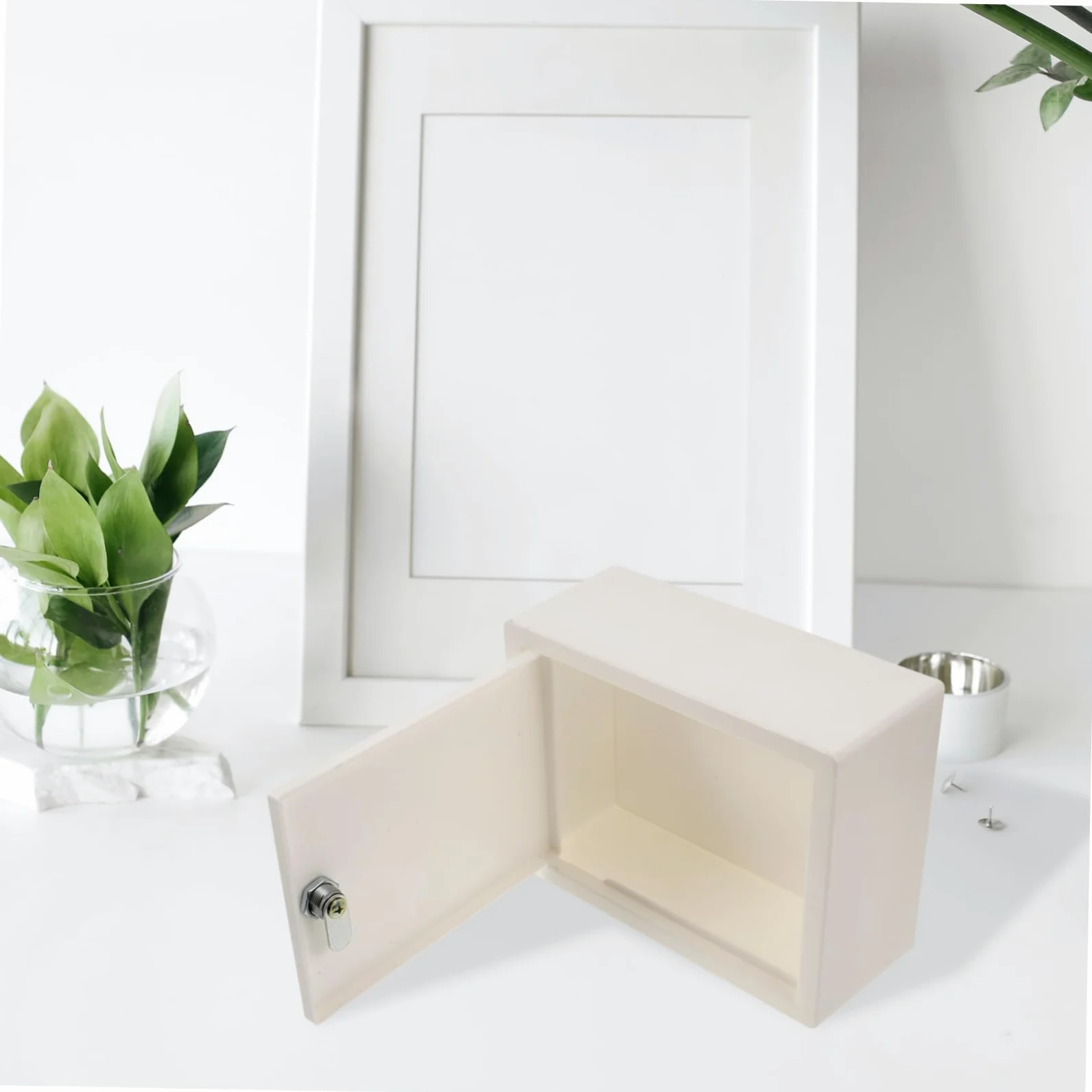 Uonlytech Scatola di Sicurezza con Serratura e 2 Chiavi in Plastica Pp Bianco per Organizzare Piccoli Oggetti con Protezione della Privacy per Camera Dormitorio o Ufficio