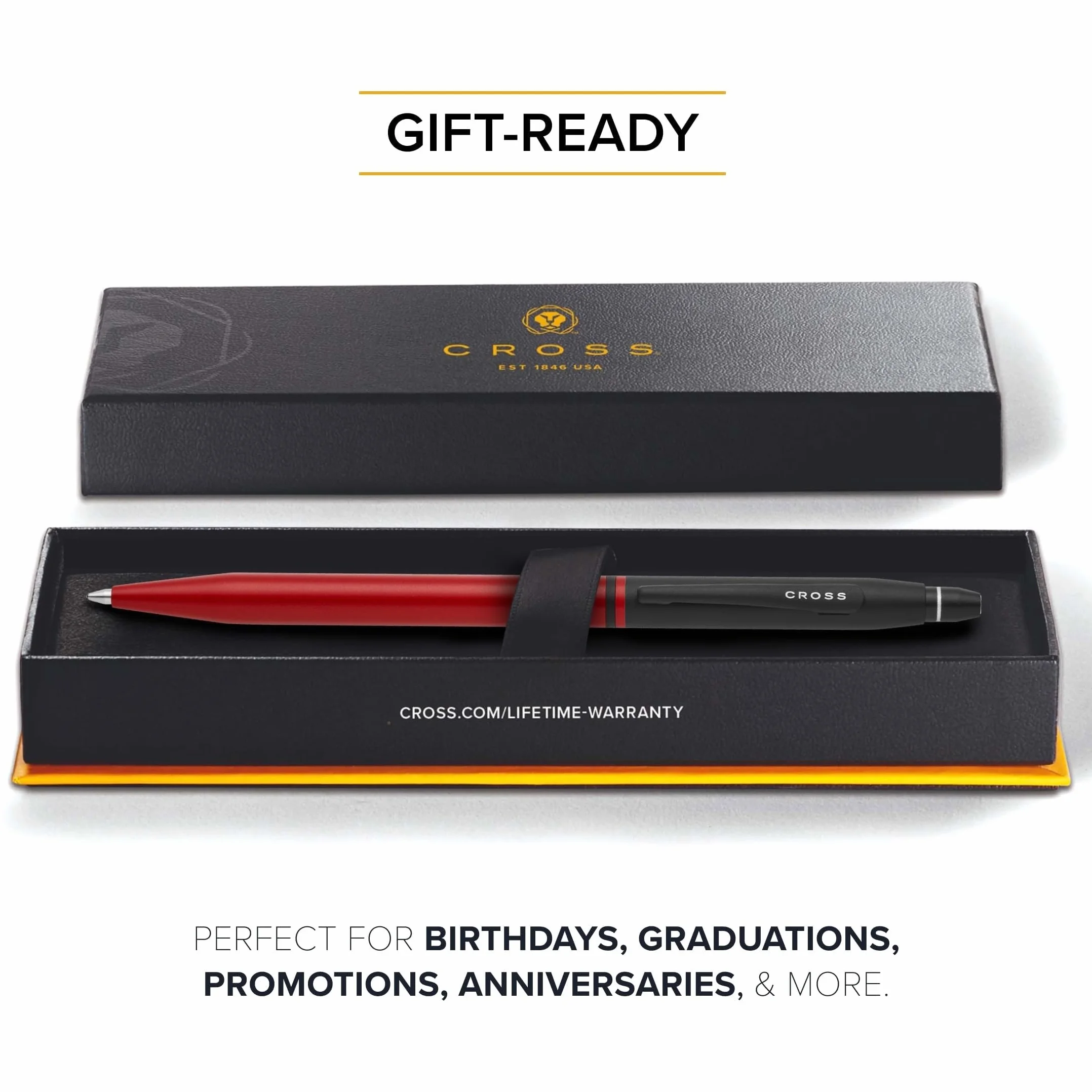 Cross Click Tuxedo - Penna a sfera con inchiostro rosso metallizzato satinato e nero