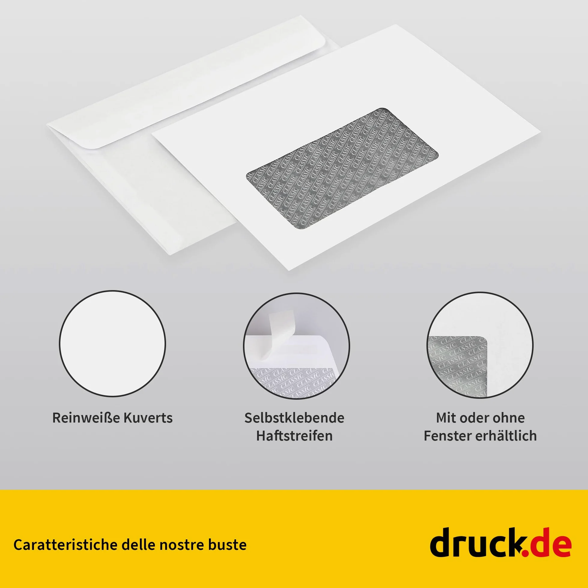 1000 buste per lettere, formato C6 con finestra, colore bianco, chiusura autoadesiva (chiusura adesiva), buste di carta per lettere, matrimoni, biglietti di auguri, inviti, fatture