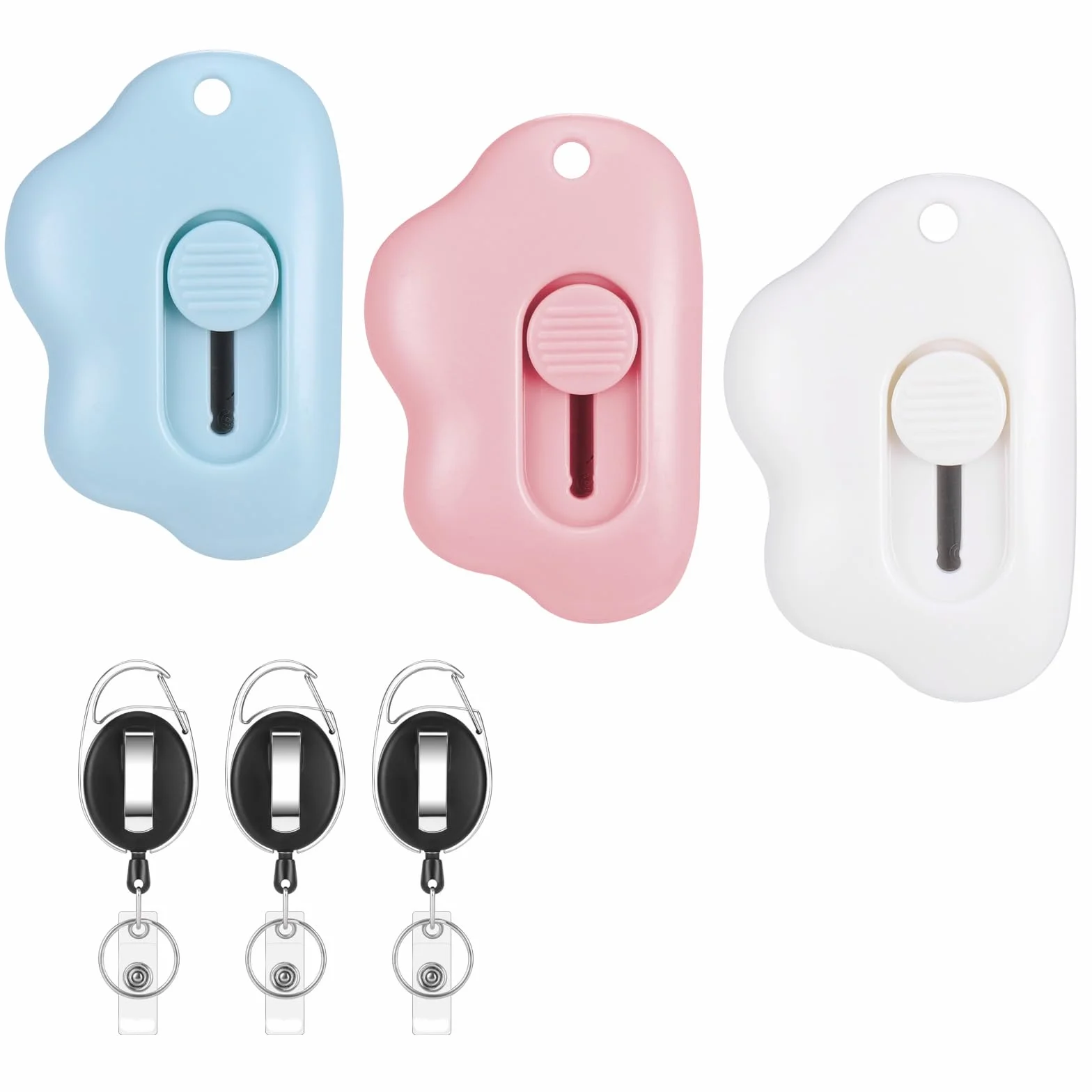 JIANTA Mini Taglierino 3 Pezzi Coltello Retrattile Portatile con Portachiavi Cutter Multiuso