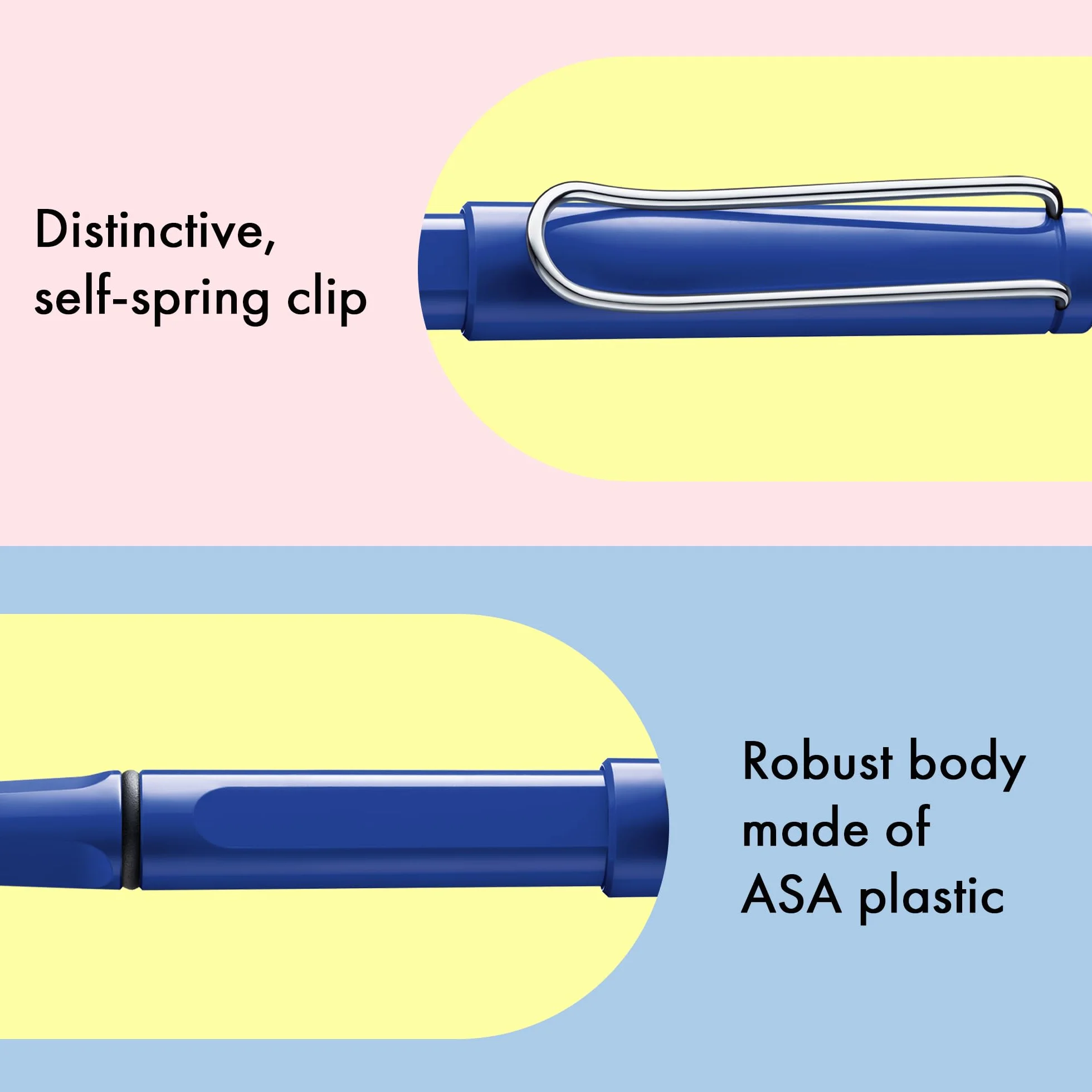 Lamy Safari roller blu M con impugnatura ergonomica, plastica ASA, ricambio M 63 incluso