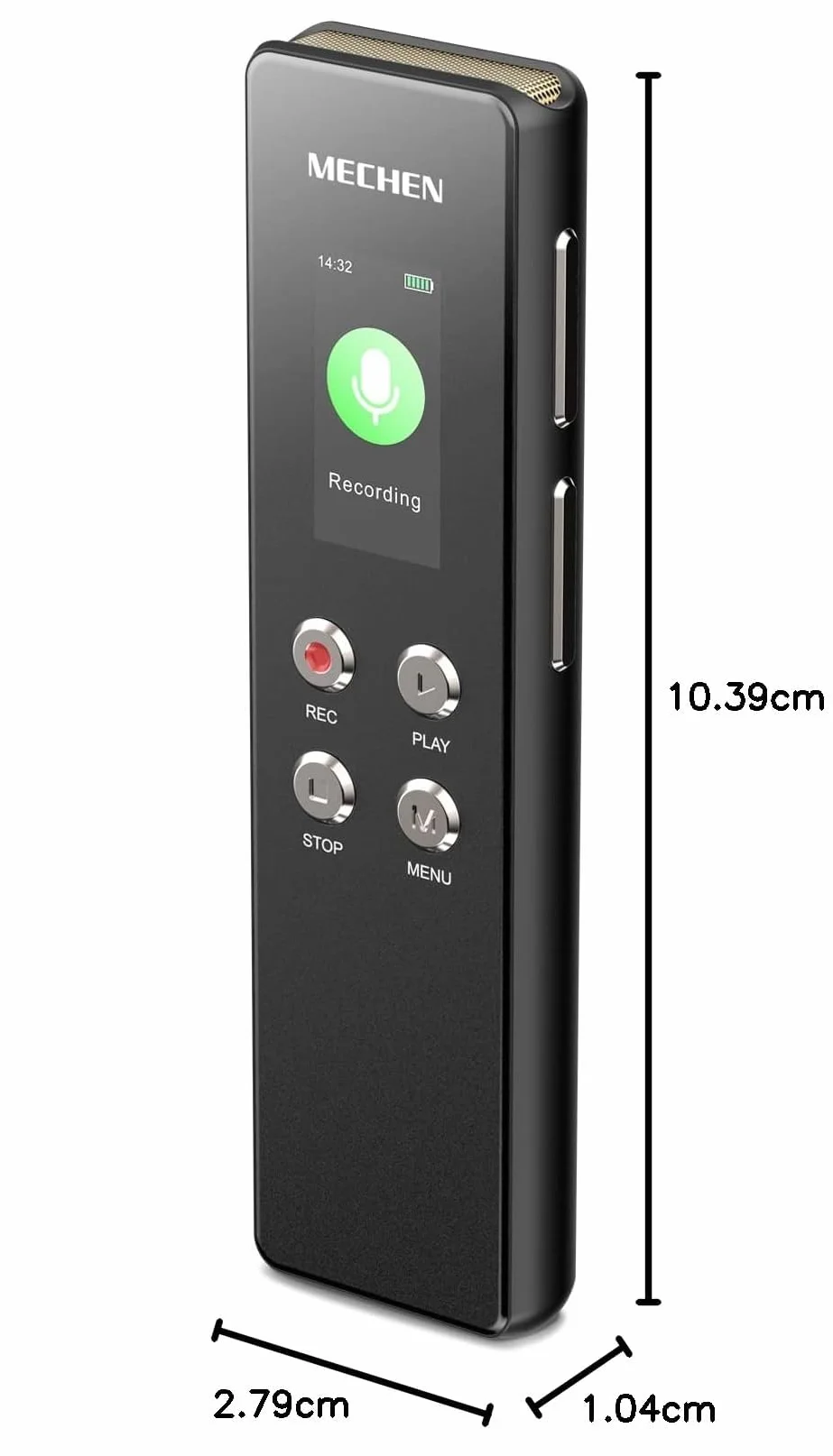 MECHEN V01 Registratore Vocale da 128GB, Registratore di Voce con Registrazione Anticipata, Protezione con Password, Riduzione Automatica del Rumore, 300mAh (15 Ore di Durata) (128, GB)