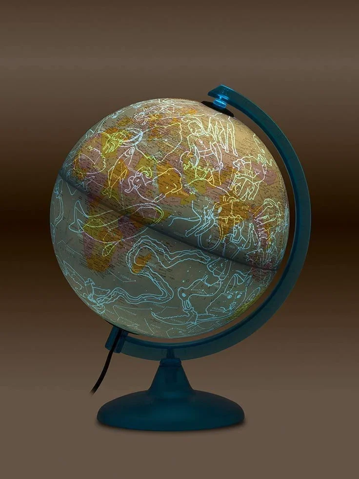Tecnodidattica Night&Day Mappamondo 25 cm doppia cartografia Politica Costellazioni celesti italiano