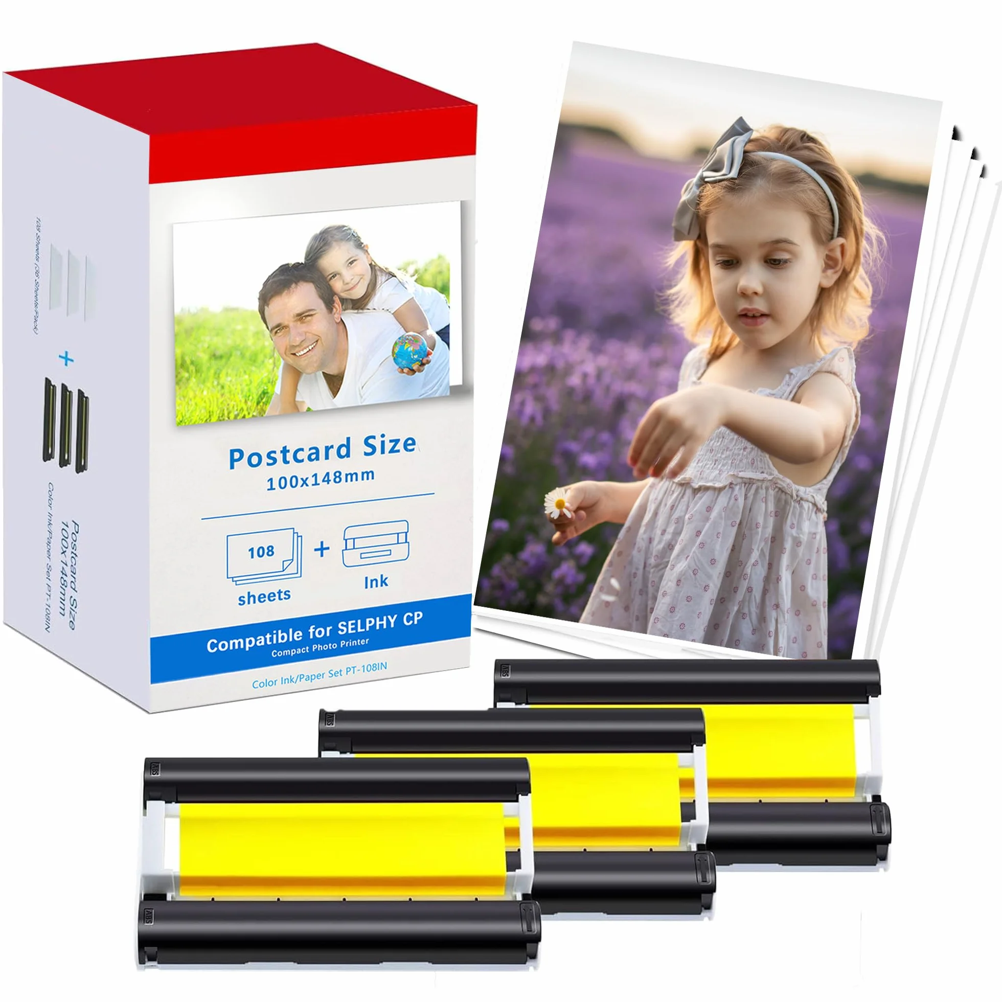 Carta Fotografica Canon Selphy CP1500 CP1300 100x148mm KP-108IN 3 Cartucce 108 Carta