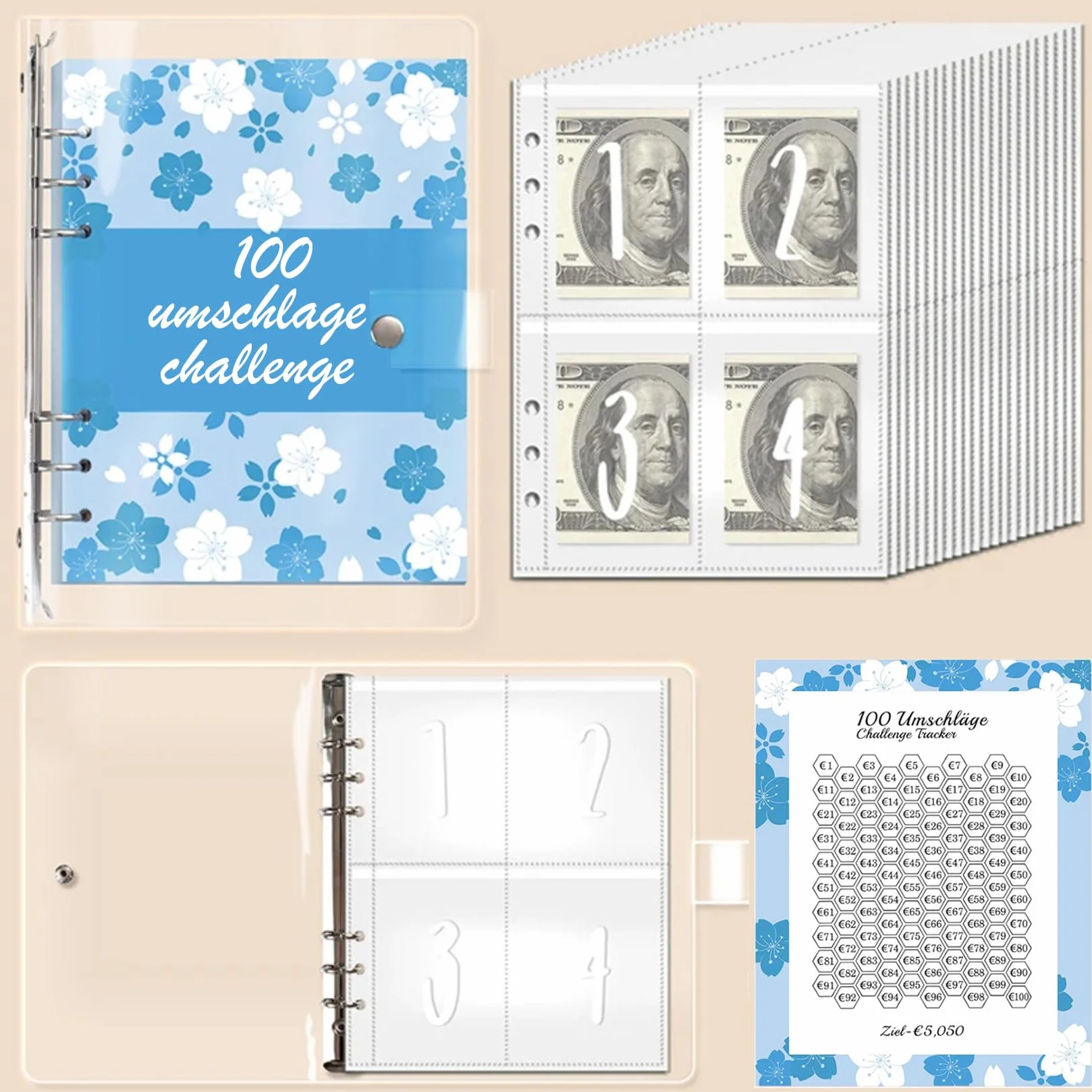 HAIYUU A5 Risparmio Soldi Buste Budget Planner 100 Envelope Saving Challenge