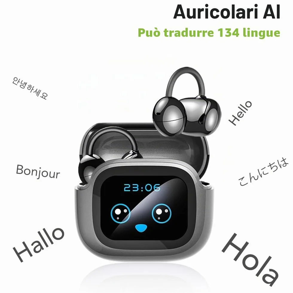 NE32 AI Cuffie Traduttore, Cuffie di Traduzione in Tempo Reale 3-in-1 136 Lingue con App, Veri Auricolari Traduttore Bluetooth Wireless, Cuffie Open Ear 40H per iOS e Android, Apprendimento, Viaggi