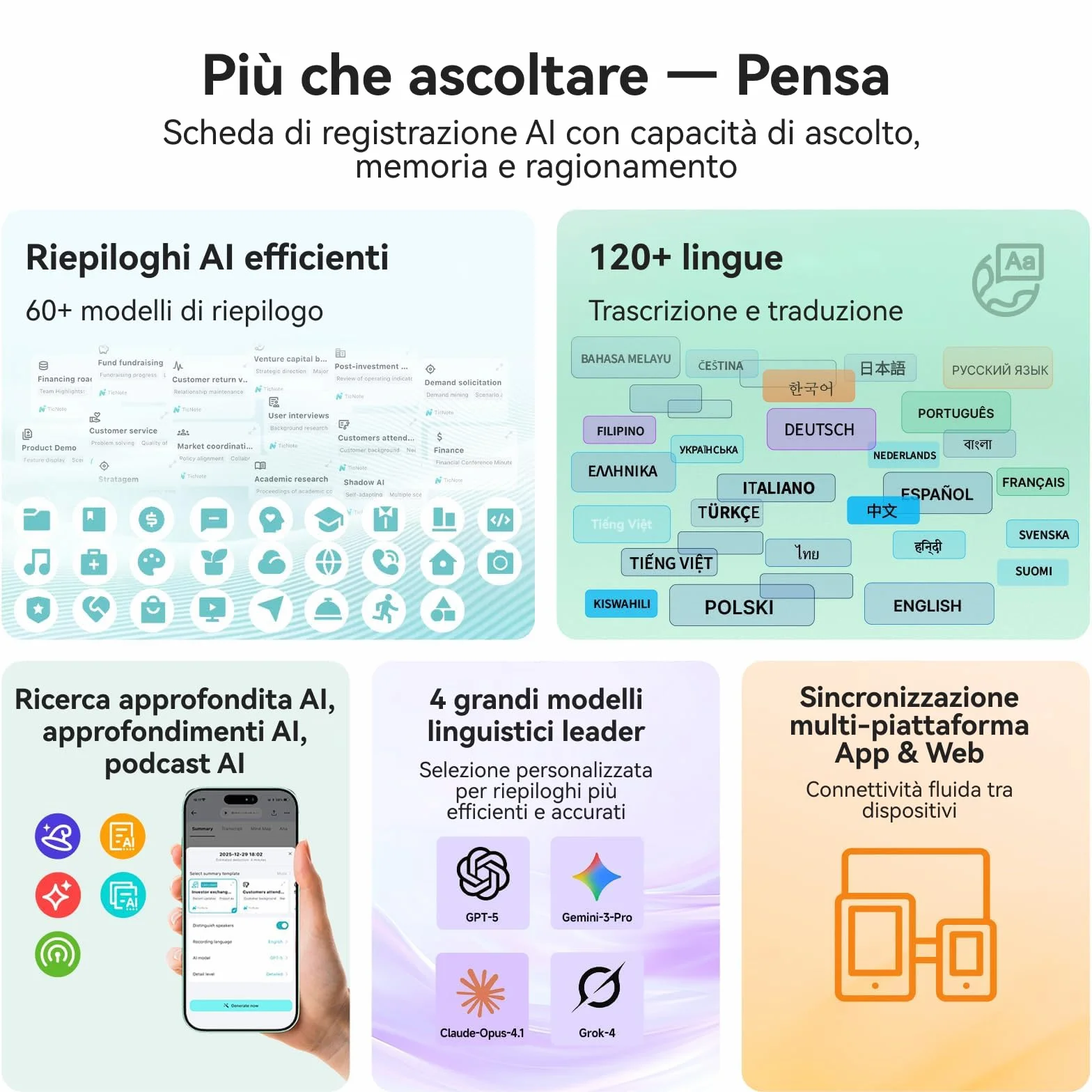 Mobvoi TicNote Lite Registratori vocali digitali AI 4 GB, Custodia Magnetica Integrata, Controllo App, Oltre 120 Lingue, Trascrizione e Riepilogo AI Shadow, Registratore Audio Digitale per Telefonate