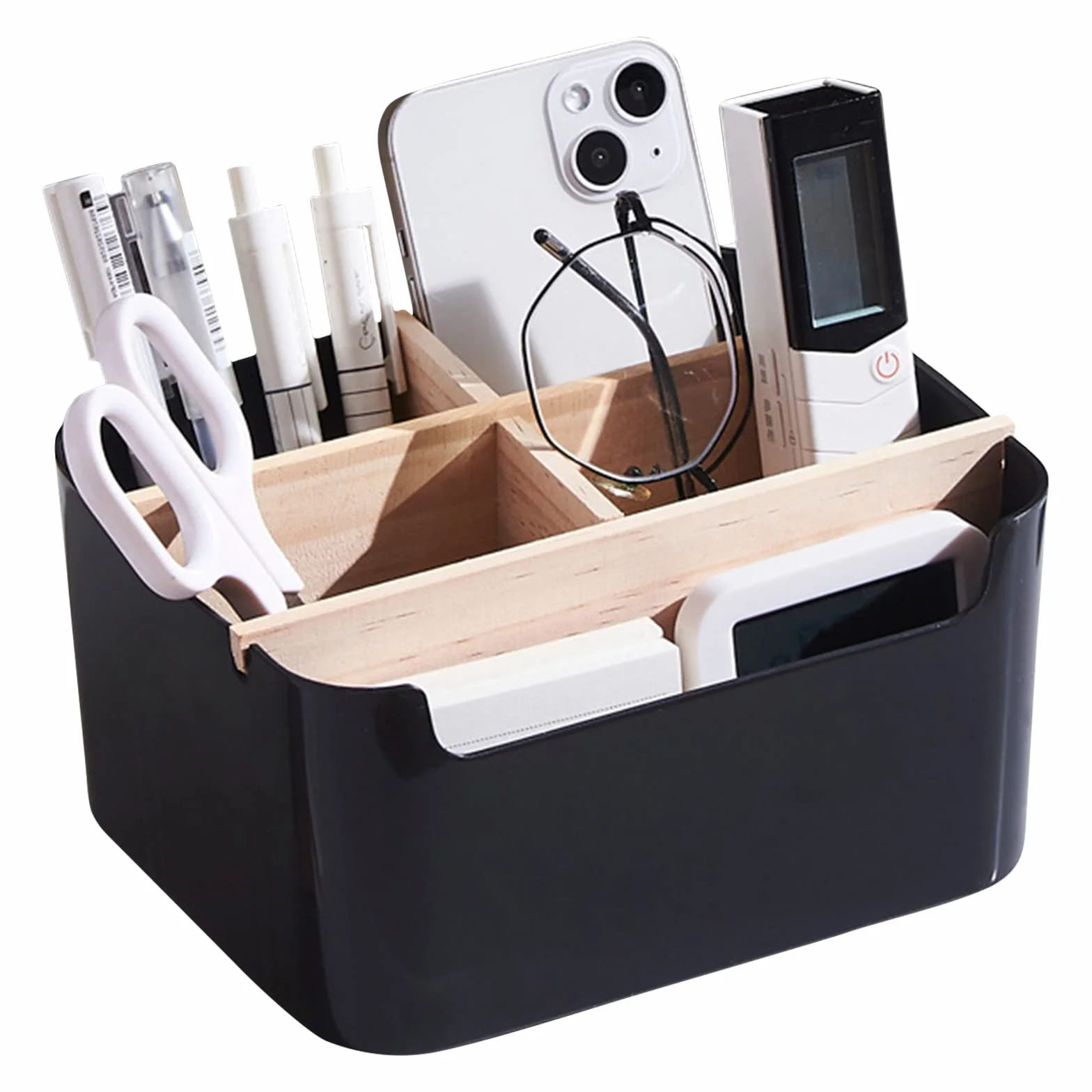 Seasboes Organizer da scrivania 5 scomparti in bambù nero