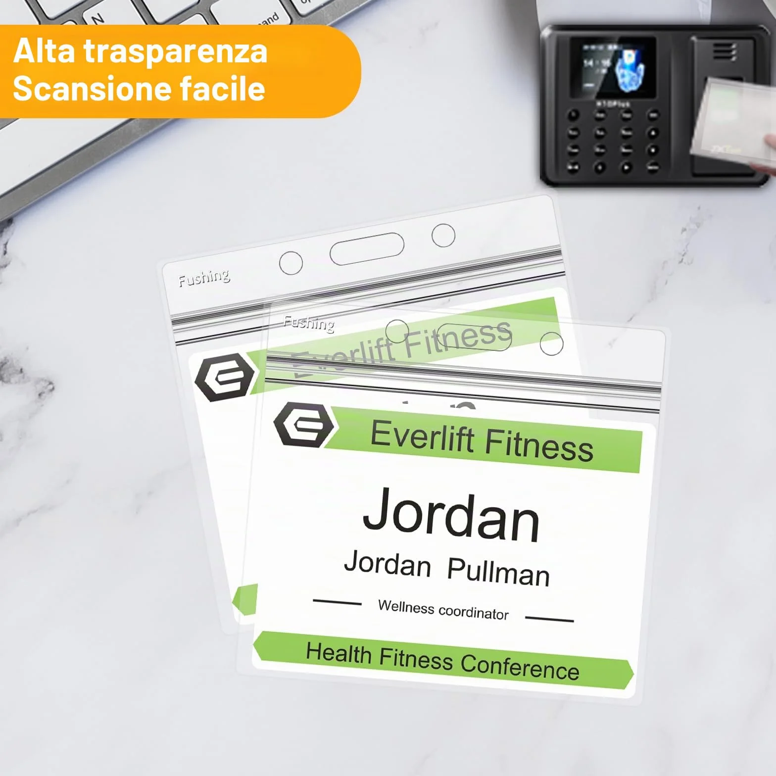 Fushing 50 Pezzi Porta Badge Impermeabili in Plastica 10x8.5cm