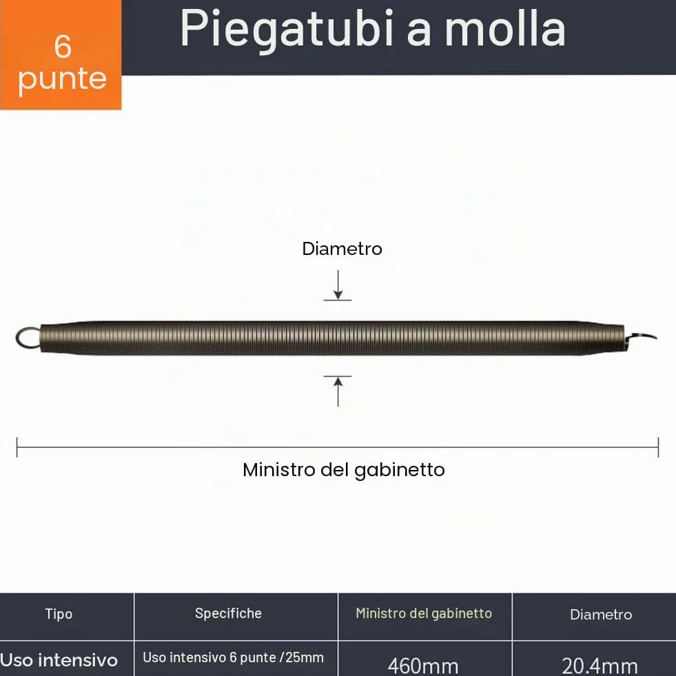Piegatubi a molla curva 420 mm, 4 punkty 20 mm, narzędzie do gięcia rur PVC