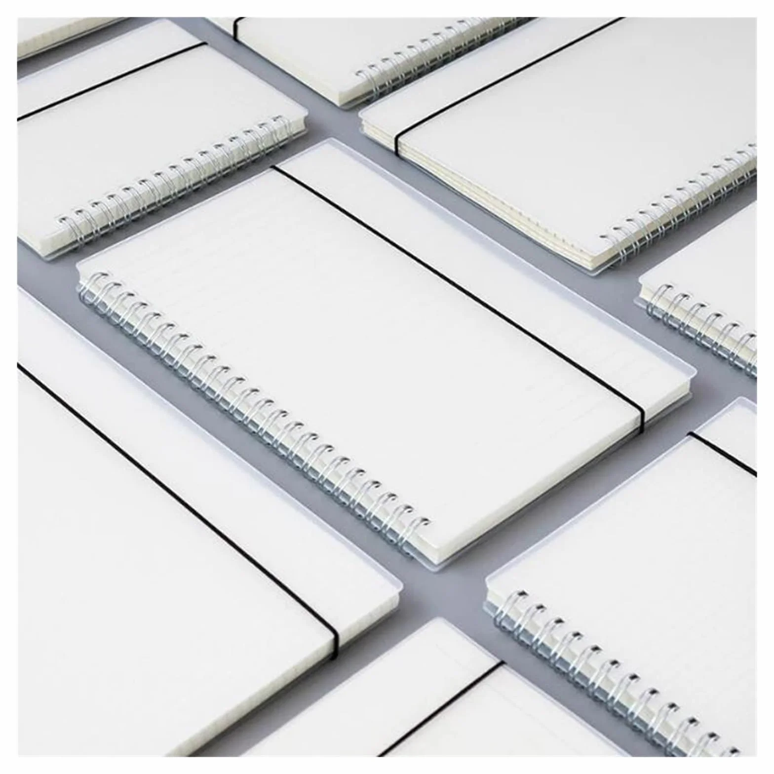 Quaderno A Spirale A4/B5/A5/A6/ Carta bianca trasparente con righe orizzontali, quaderno e punti, blocco note cinturino(Blank,B5-18x26cm)