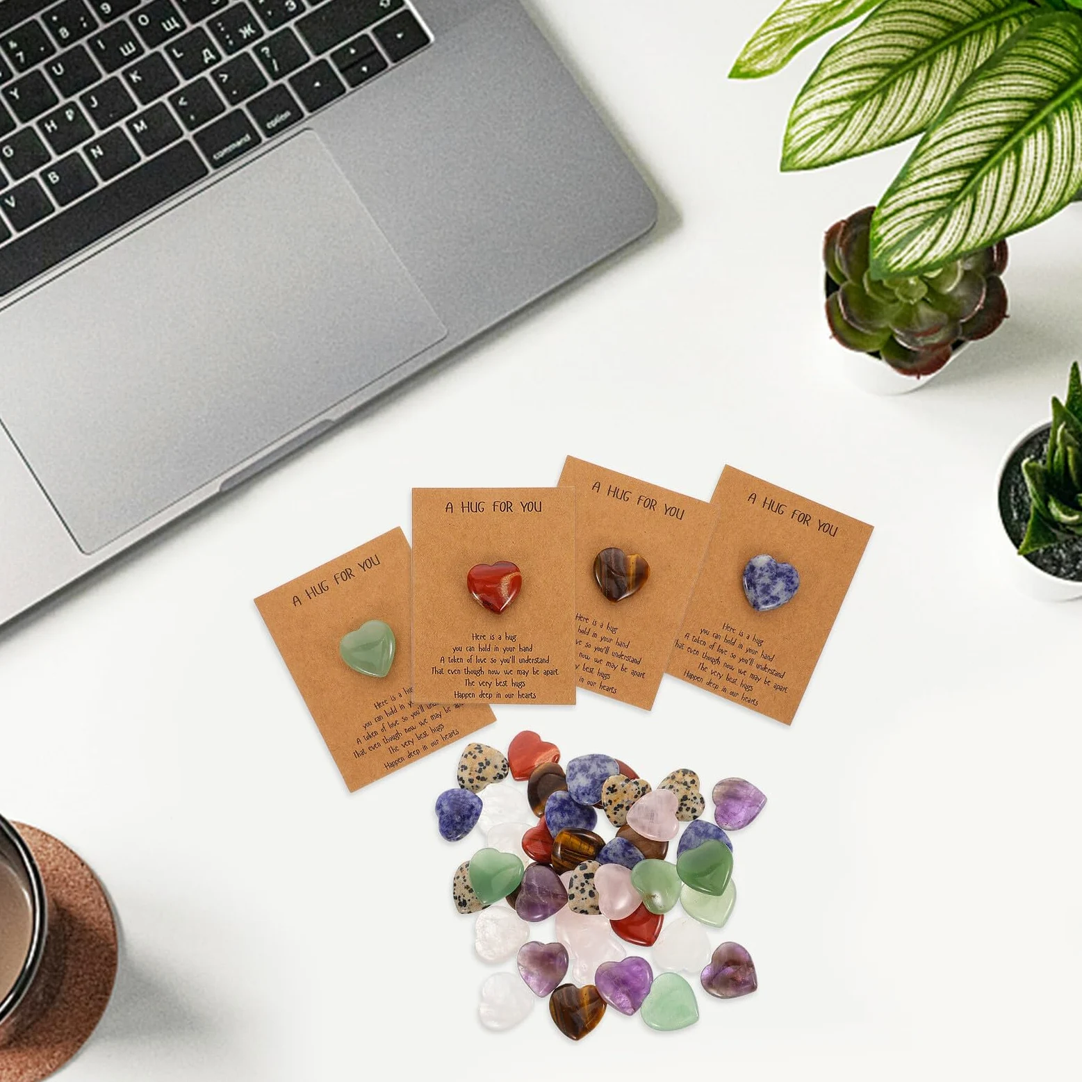 Mipcase Biglietti D’Auguri con Pietra Naturale a Forma di Cuore Set da 40 Pezzi per Festa degli Innamorati e Compleanno Decorazione Romantica per Scambio di Auguri e Regalo