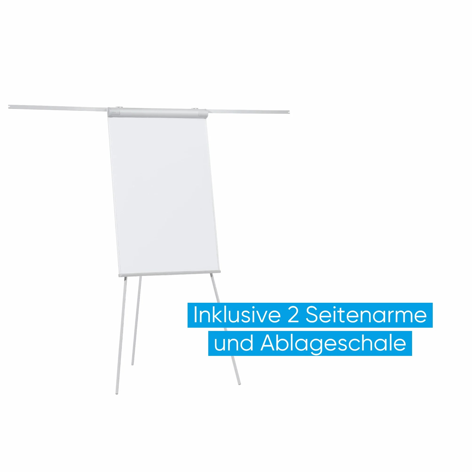 FRANKEN Lavagna a fogli mobili, scrivibile, magnetica, con 2 bracci laterali, treppiede, 68 x 105 cm, altezza regolabile, con porta carta e portapenne, ECO Standard, F2100/N