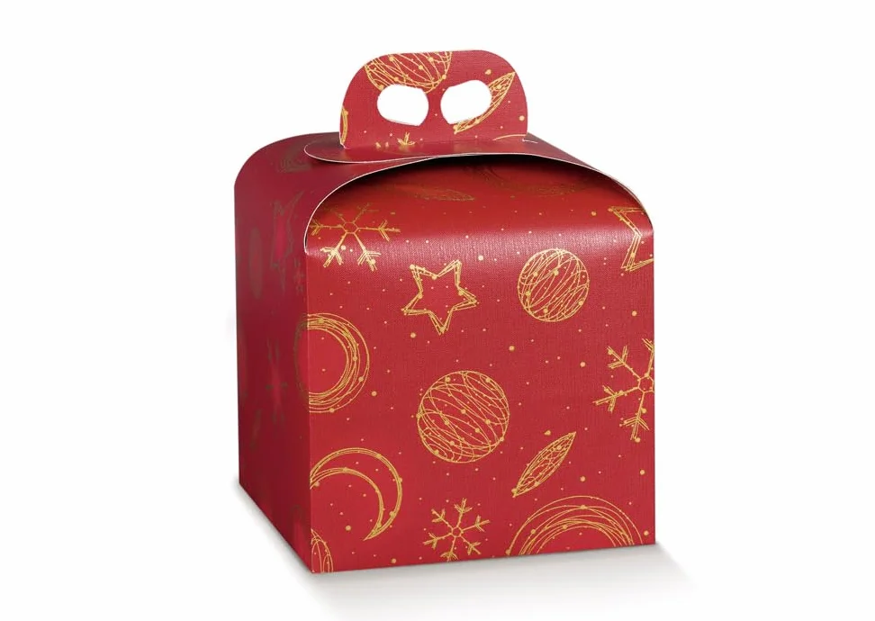 Generico 5 PORTAPANETTONE ALTO STRENNE NATALE SCATOLE PORTA PANETTONE NATALIZI BIANCO RED UNIVERSE 20 X 20 X 18 CM