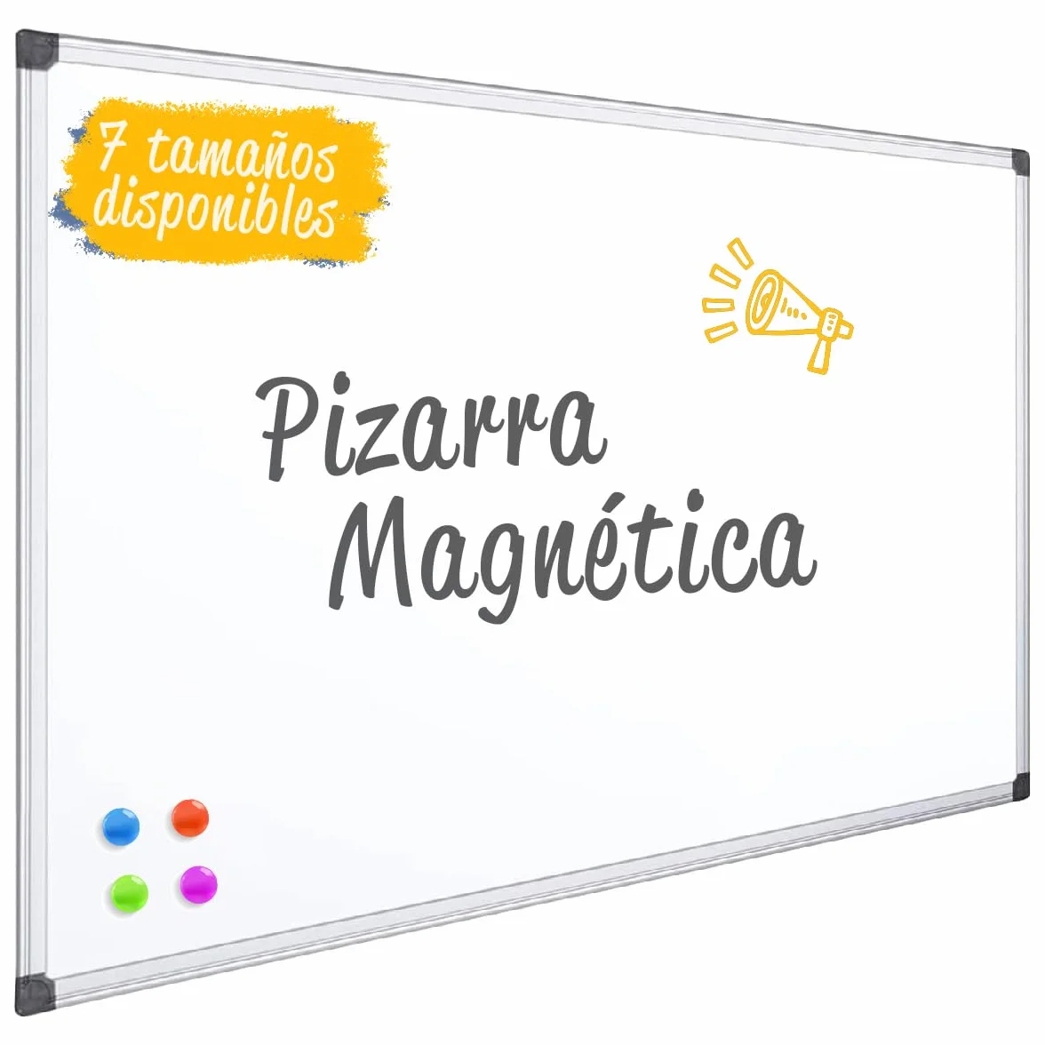 OFITURIA® Lavagna Magnetica Bianca Laccata con Cornice in Alluminio Resistente Facile da Cancellare a Secco, Misura 90x60cm