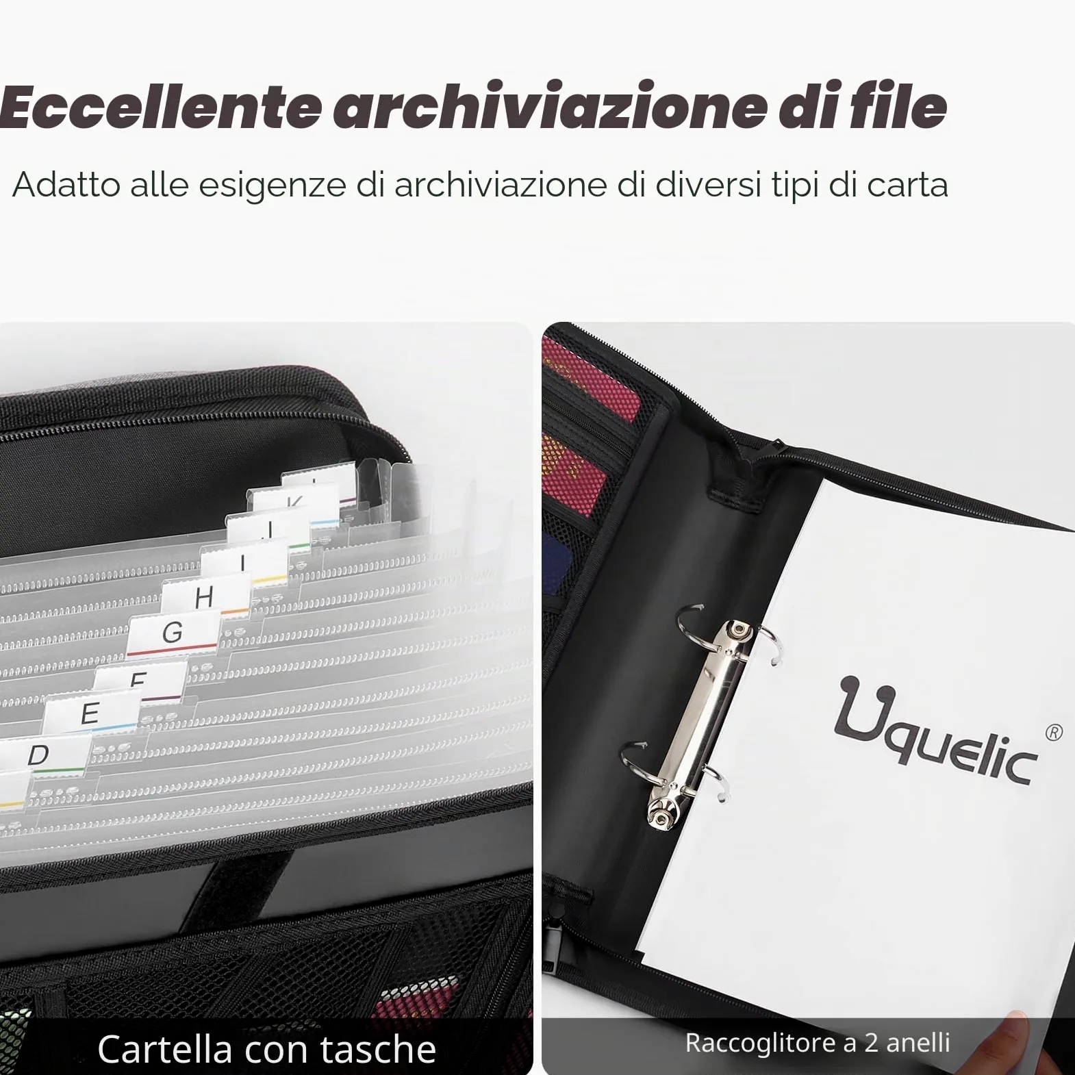 Cartellina portadocumenti A4 con manico, organizer 13 scomparti raccoglitori ad anelli, cartella conferenze, espandibile ufficio casa scuola, A4