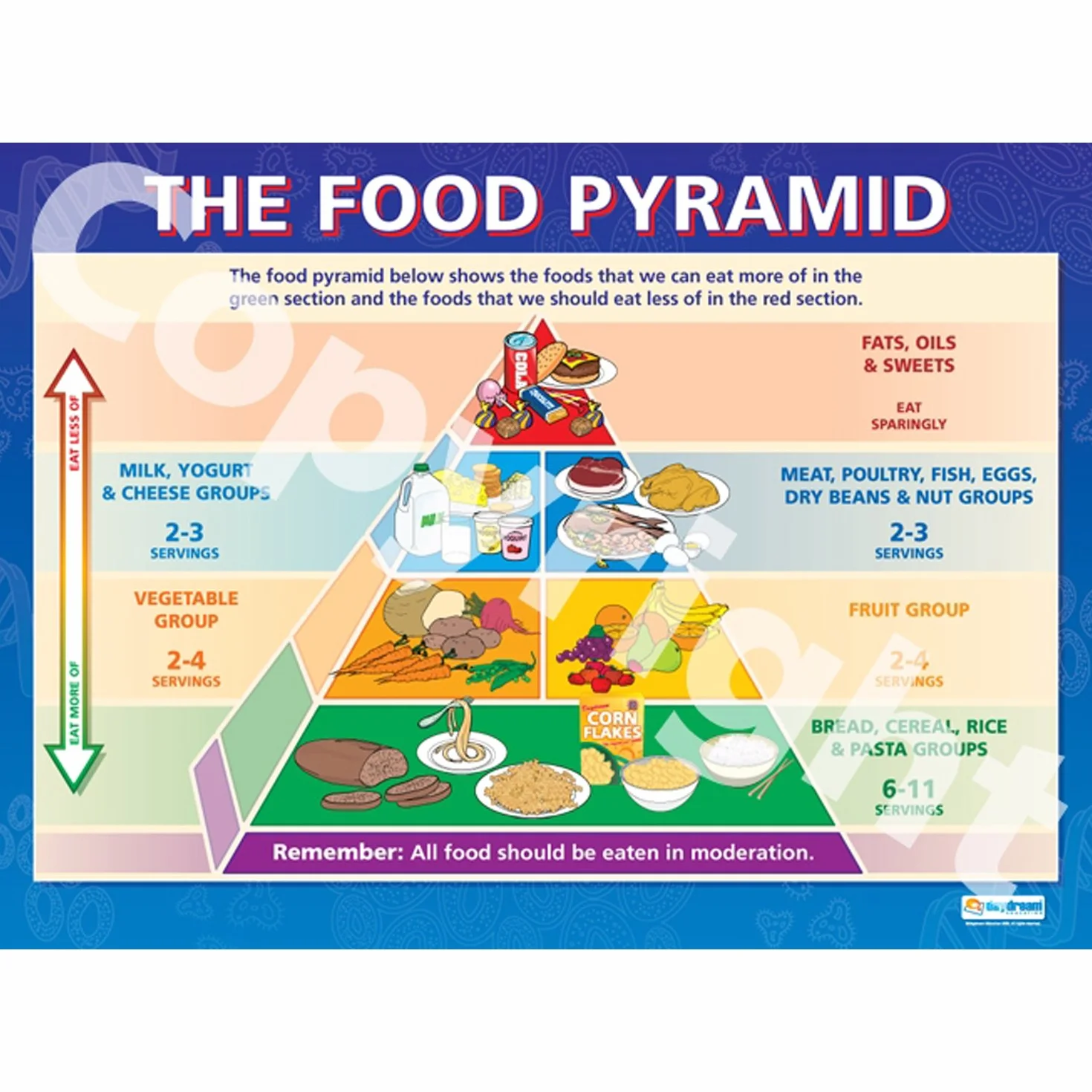 Poster educazione alimentare The Food Pyramid A1 850 x 594 mm carta lucida Daydream Education