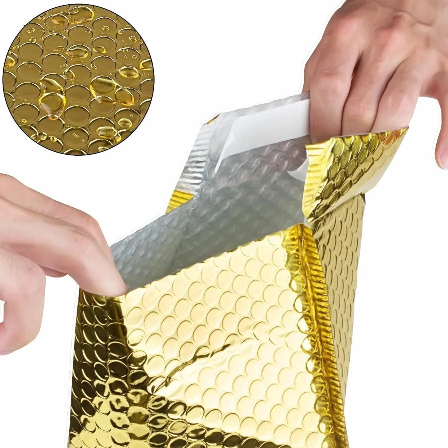 Bubble Mailer 50 PCS Bubble Mailers Bubble Mailer Self Seal Padded Envelopes Gift Bags Laser Packaging Envelope Bags for Book(Silvery Laser,15 * 20cm)