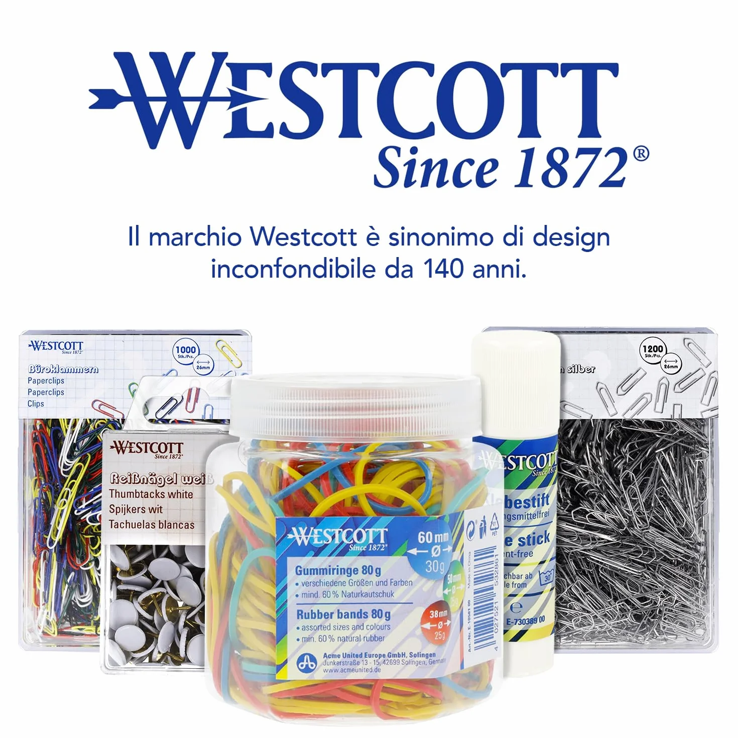 Westcott Elastici 80 g, 170 elastici colorati, Ø 60-38 mm, E-10581 00