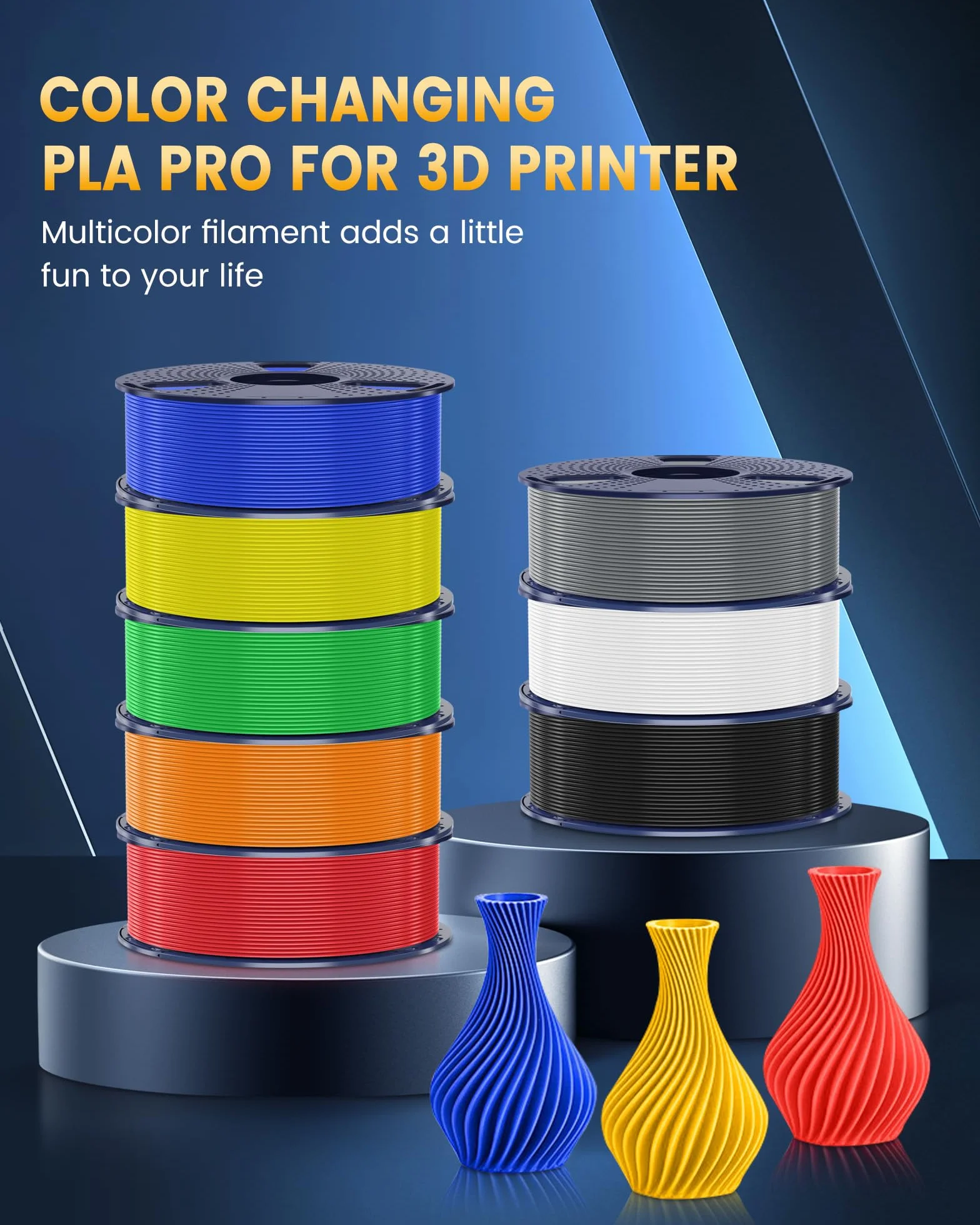 SUNLU PLA+2.0 Filamento per stampante 3D, PLA Plus, 1kg Nero