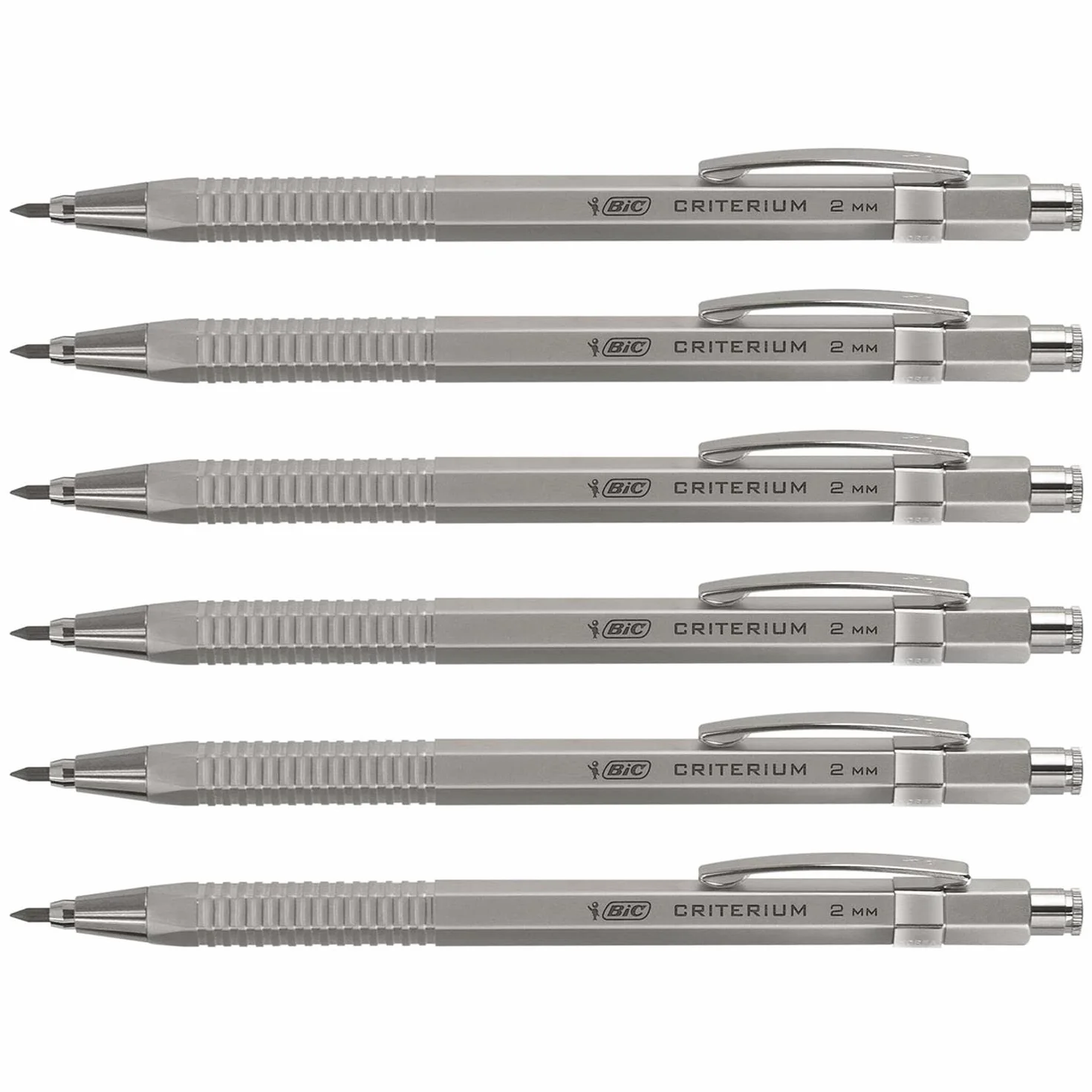 BIC Lotto di 6 porte mine ricaricabili CRITERIUM Luxe Silver HB 2 mm