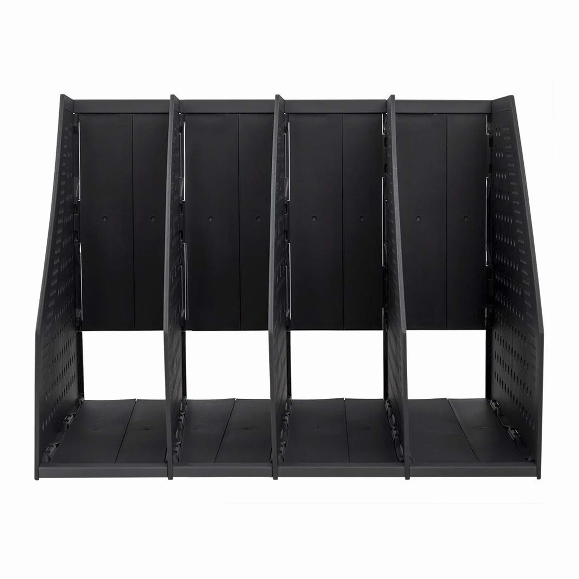 Pieghevole Desktop Storage Rack File Holder Organizer 4 sezioni Portariviste in plastica Cornici Divisori per documenti Armadio per documenti Rack Display Stand per documenti