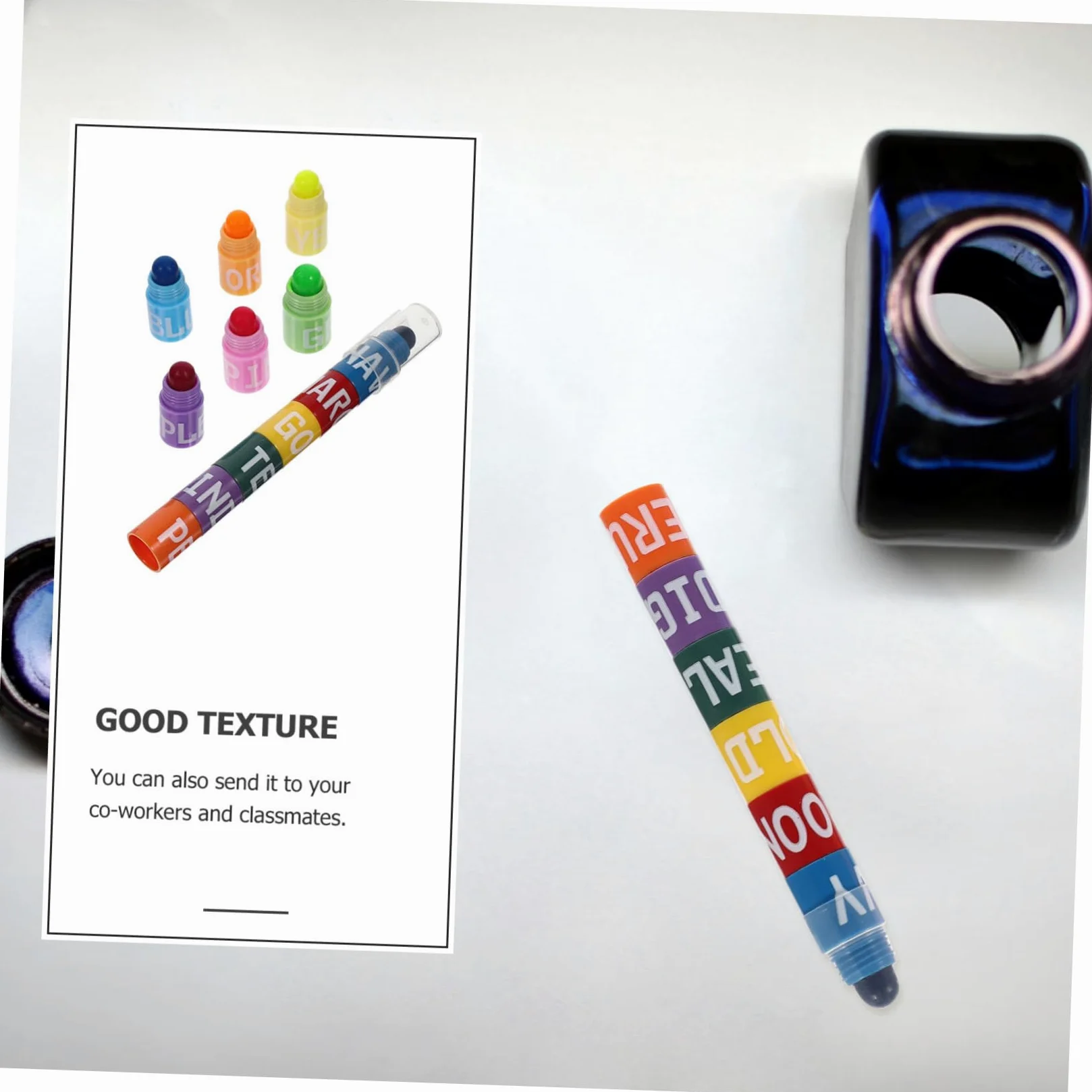 Gatuida 6 Set Evidenziatori Colorati per Studenti Penne Fluorescenti Creative con Design Splicing per Annotare Disegnare e Scolastico Portatili e Facili Usare