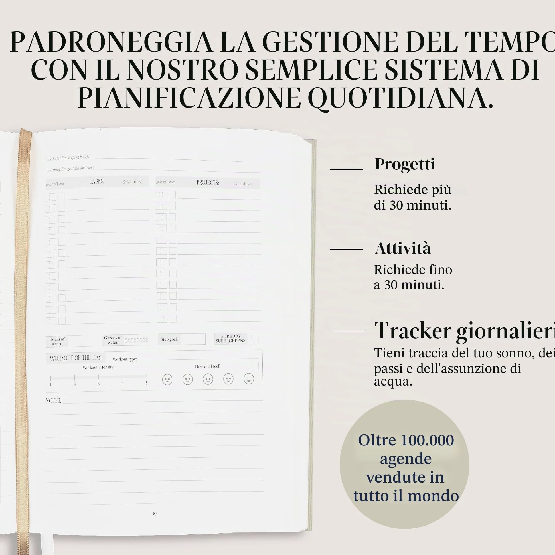 Planner per la produttività con copertina rigida, agenda giornaliera per organizzazione, gestione del tempo e produttività, planner A5 non datato con il metodo virale di Grace Beverley | Linen Dreams