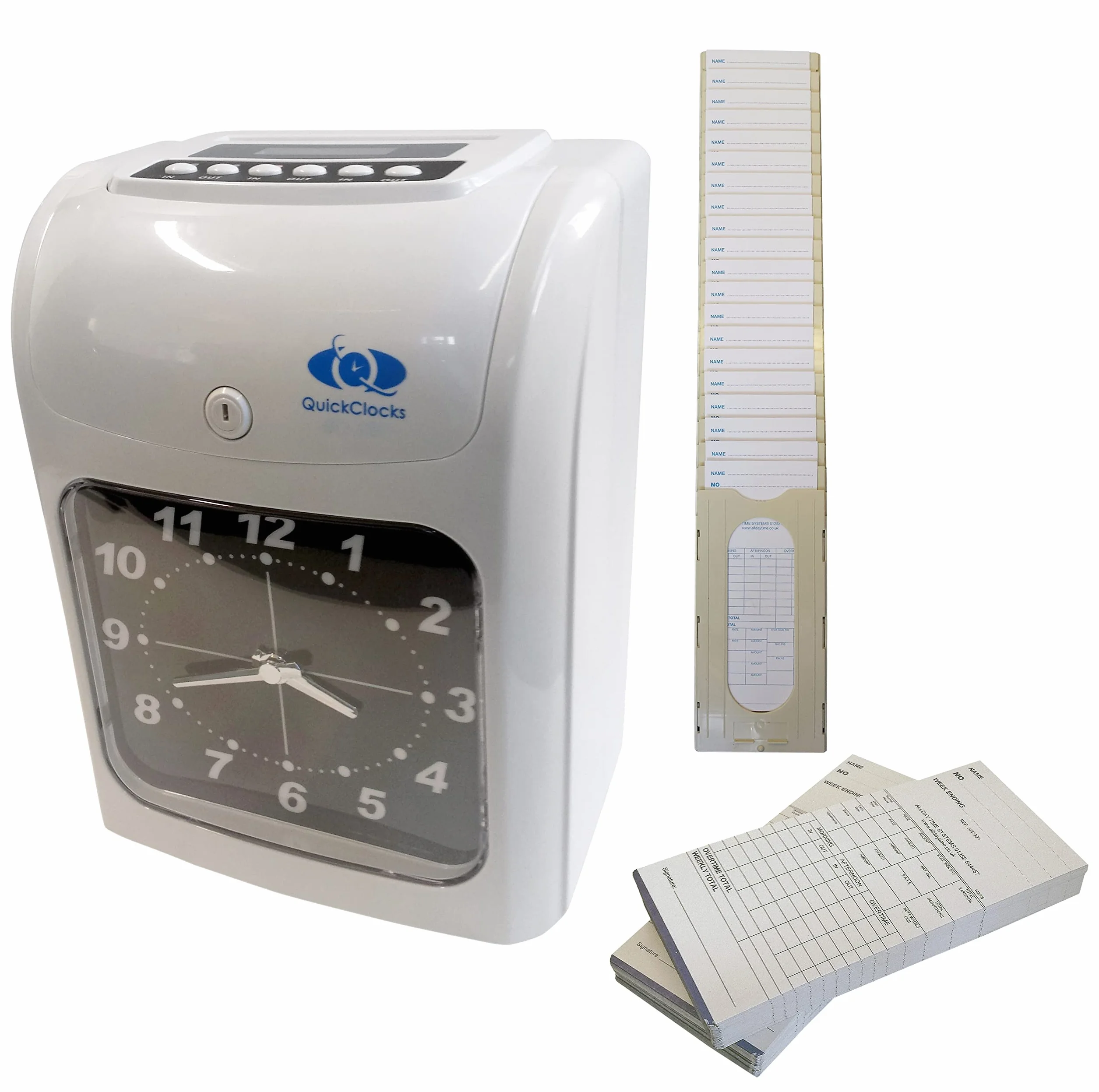 QC500E Timbracartellini Dipendenti - Completamente Automatica Registratore Tempi Presenze (Con Cartellini E Porta Carte) Istruzioni Italiane