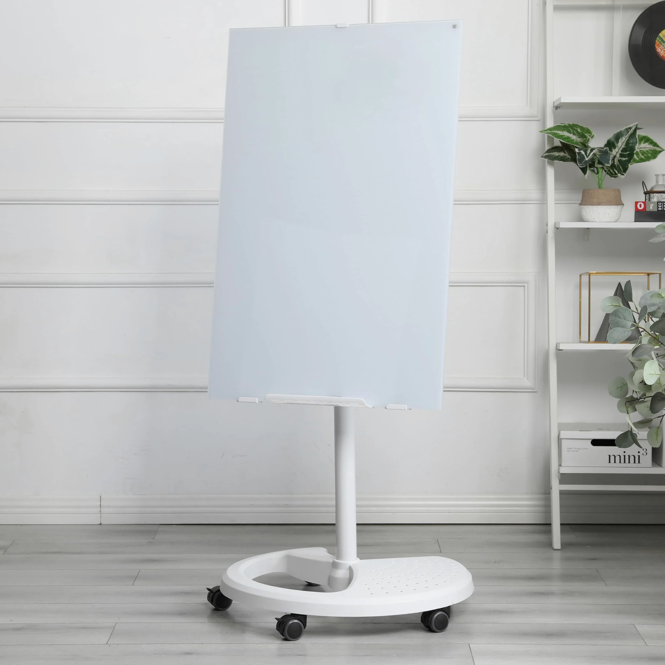 Lavagna in Vetro Temprato con Supporto, Regolabile, Bianco, 90x60 cm
