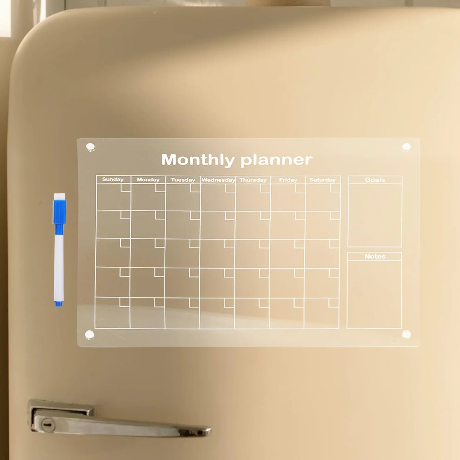 DOITOOL Calendario Mensile in Acrilico Magnetico Lavagna Cancellabile Secco Planner Giornaliero per Frigorifero per Appunti e Promemoria in Casa e Ufficio