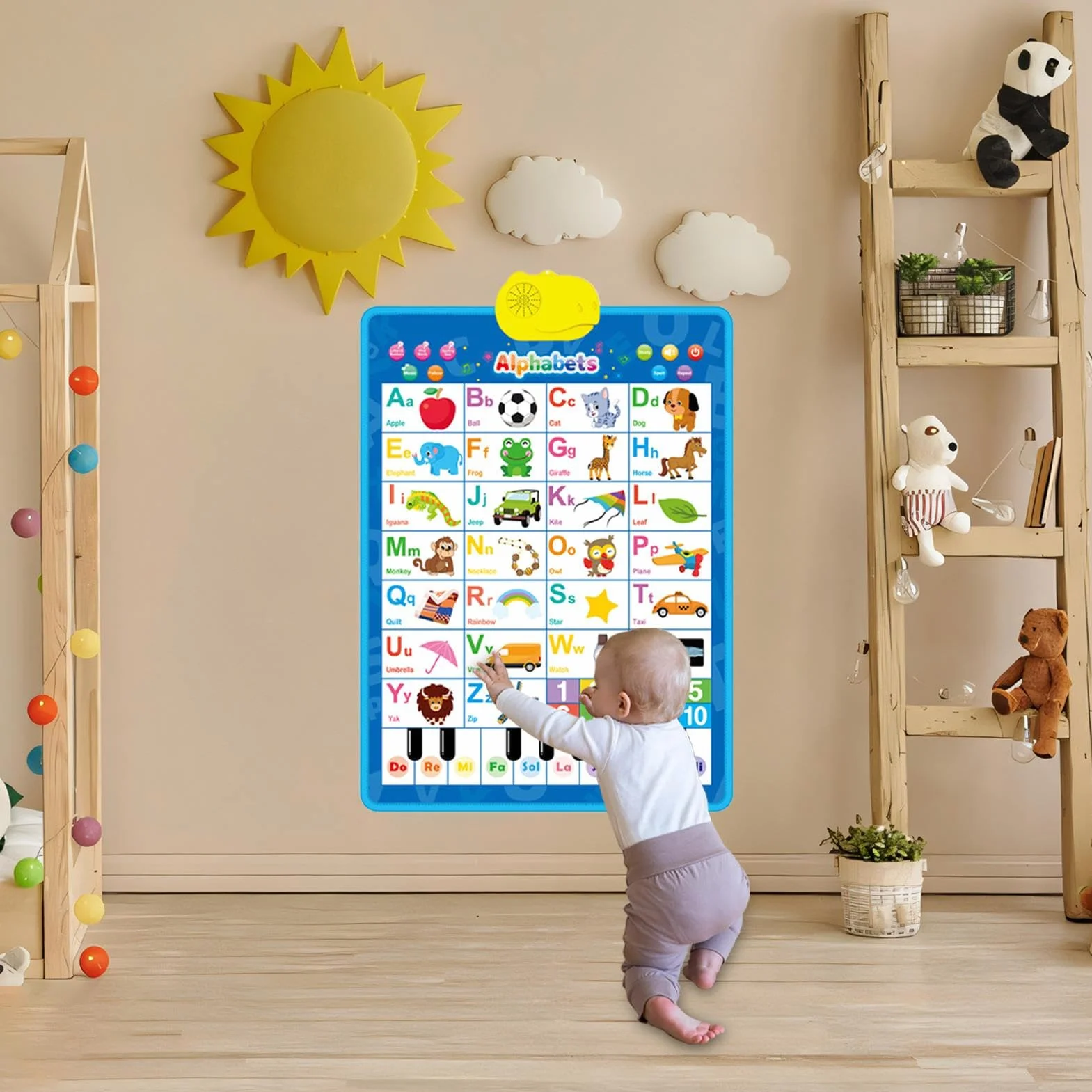 Grafico a muro alfabeto elettronico interattivo poster parlante musicale apprendimento bambini