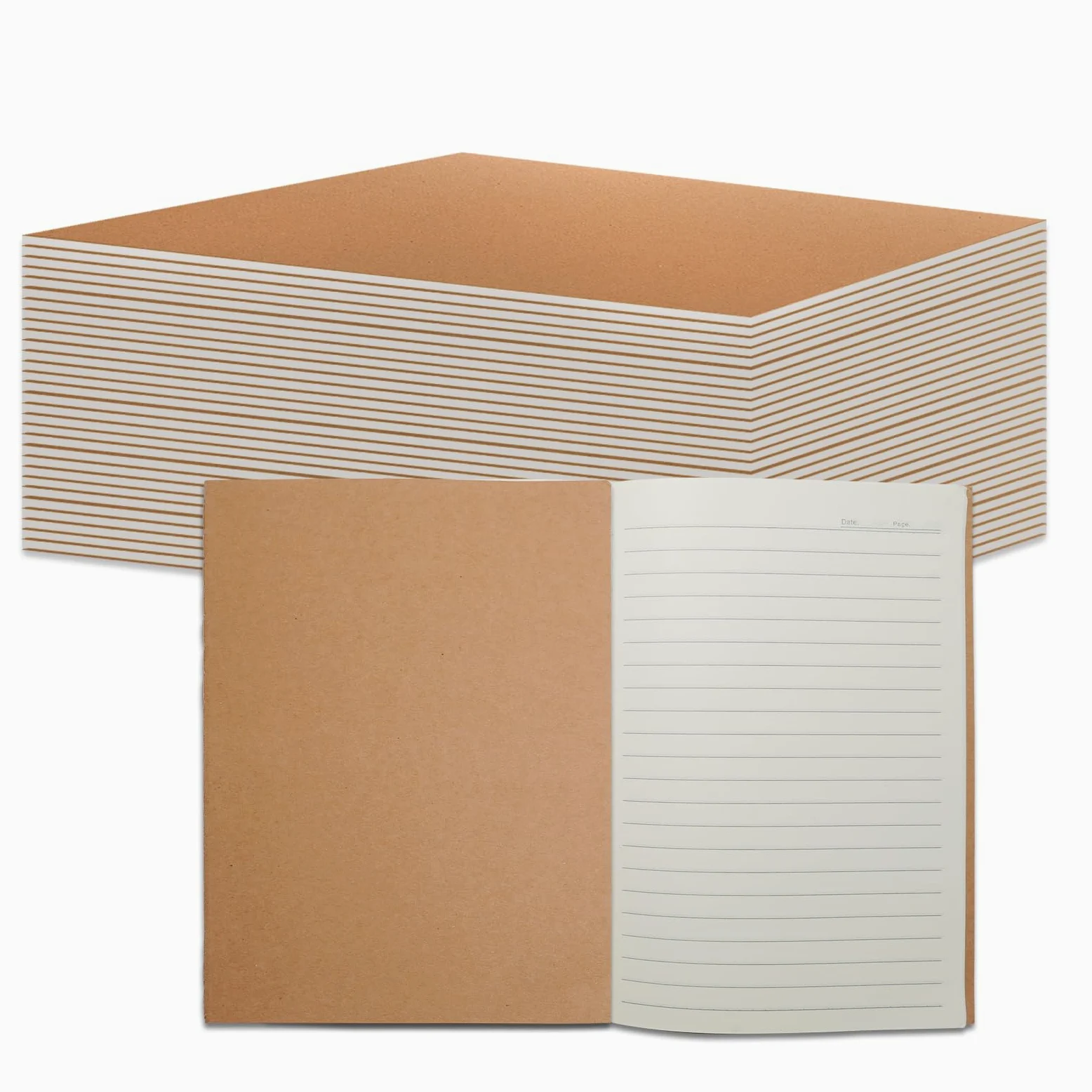 Confezione da 20 quaderni A5 in carta kraft, 72 pagine, 20,5 x 14,9 cm, quaderni per lavoro, quaderni di composizione per scuola, diari per ufficio